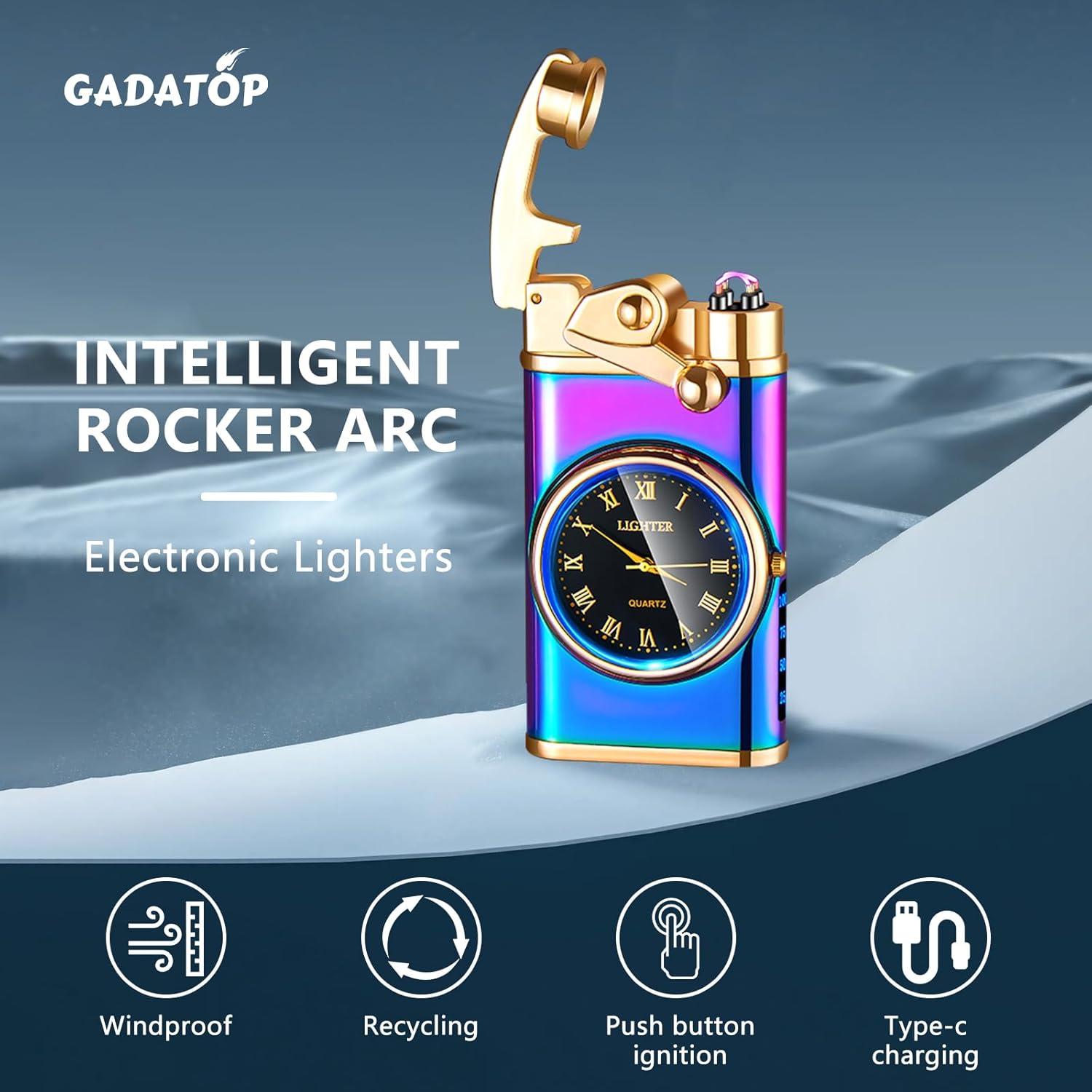 Encendedor Eléctrico Recargable GADATOP Doble Arco a Prueba de Viento