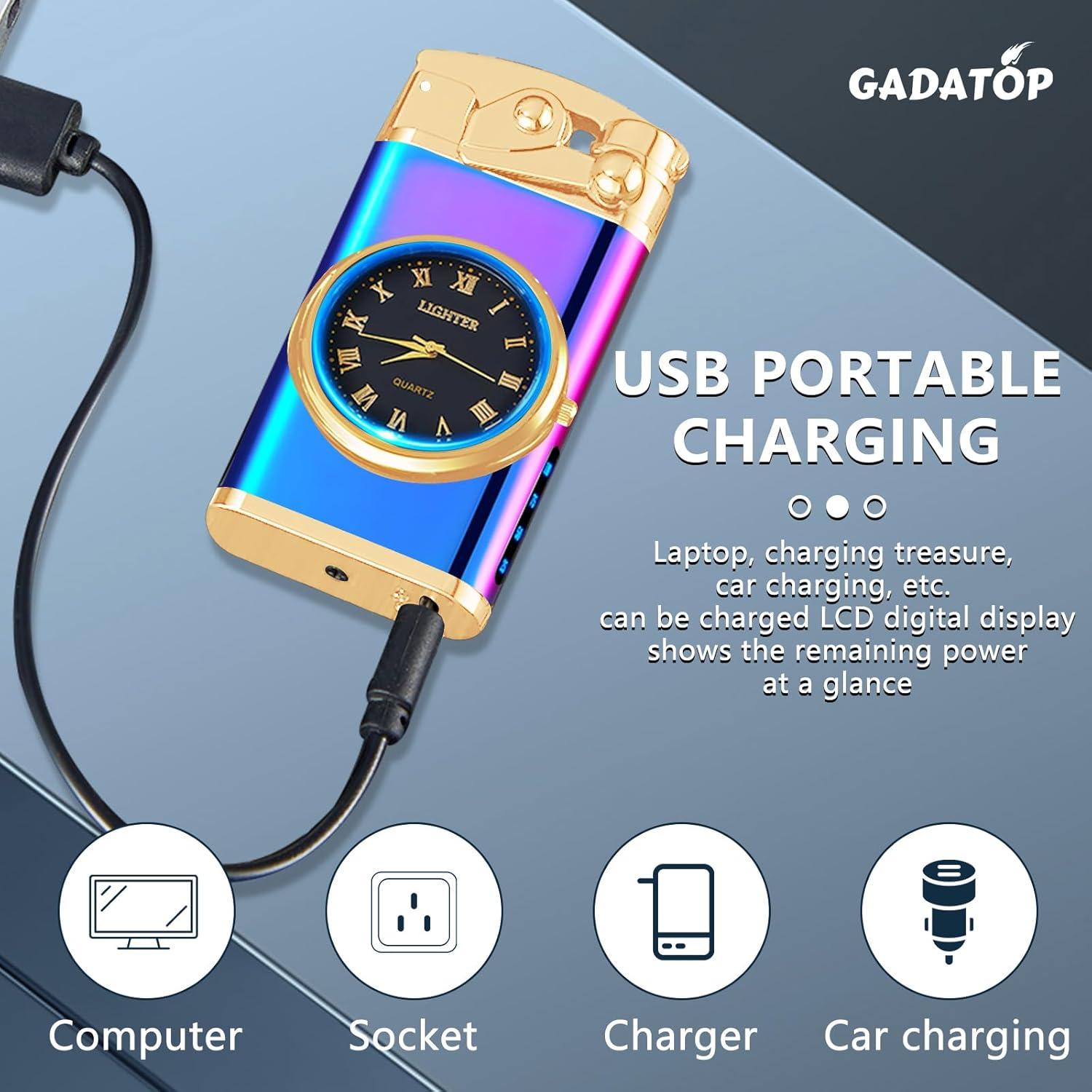 Encendedor Eléctrico Recargable GADATOP Doble Arco a Prueba de Viento