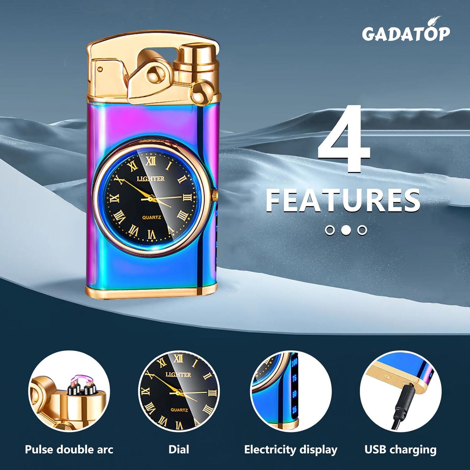 Encendedor Eléctrico Recargable GADATOP Doble Arco a Prueba de Viento