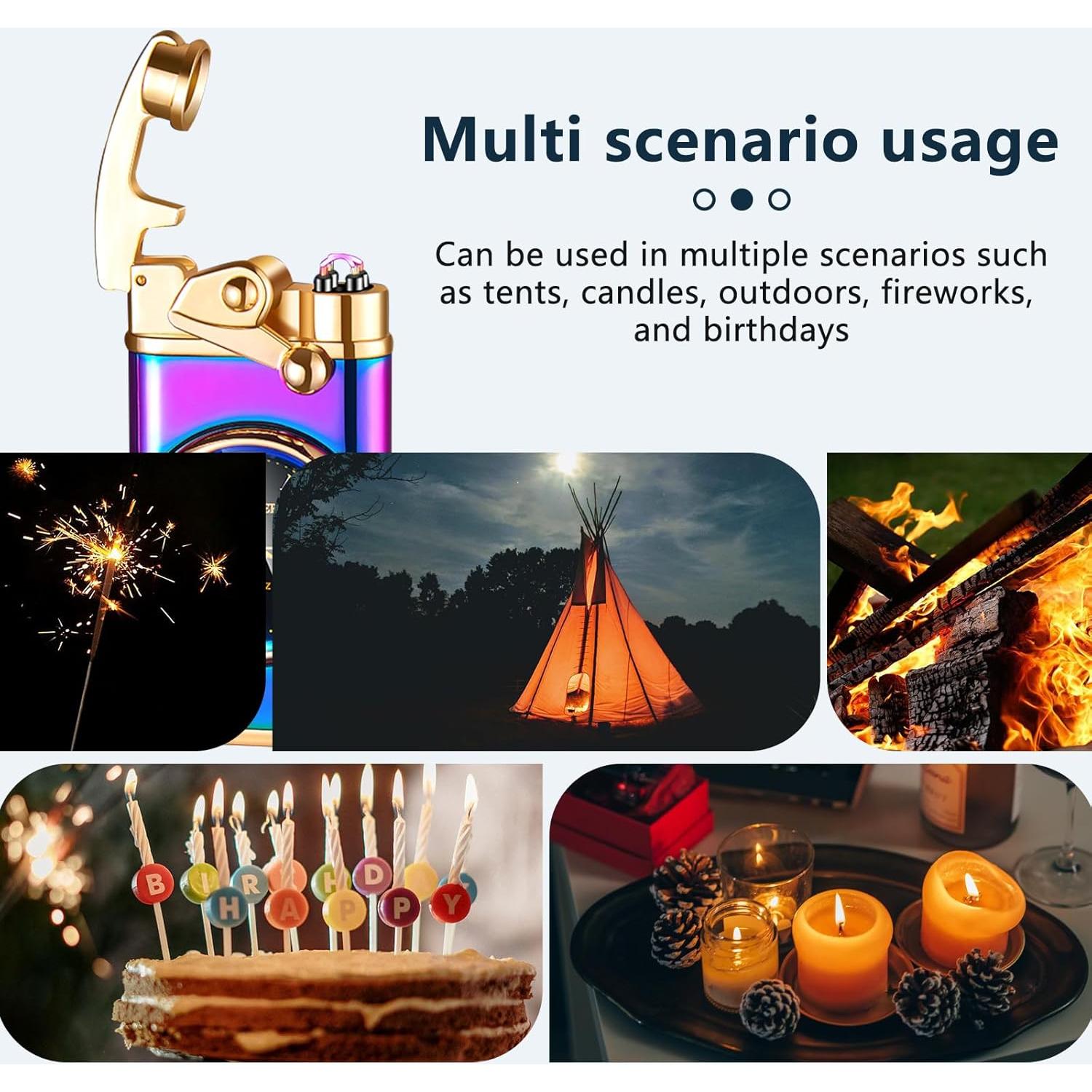 Encendedor Eléctrico Recargable GADATOP Doble Arco a Prueba de Viento