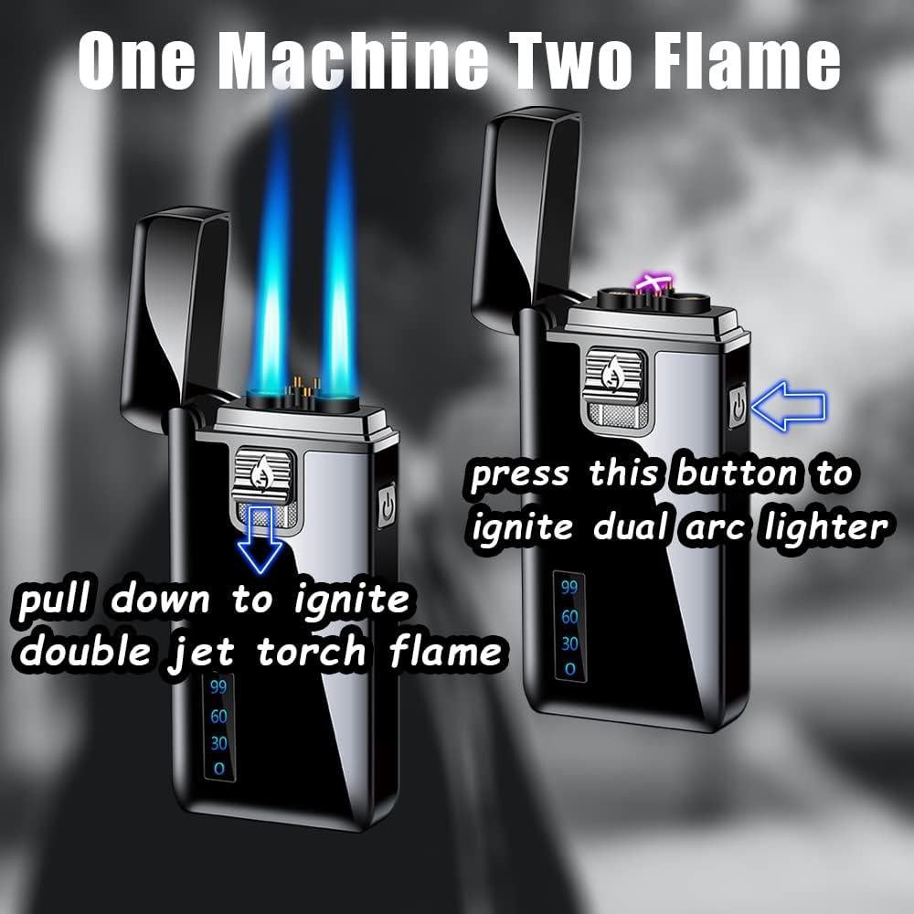 Encendedor 2 en 1 Zirro Doble Llama y Arco Eléctrico Negro