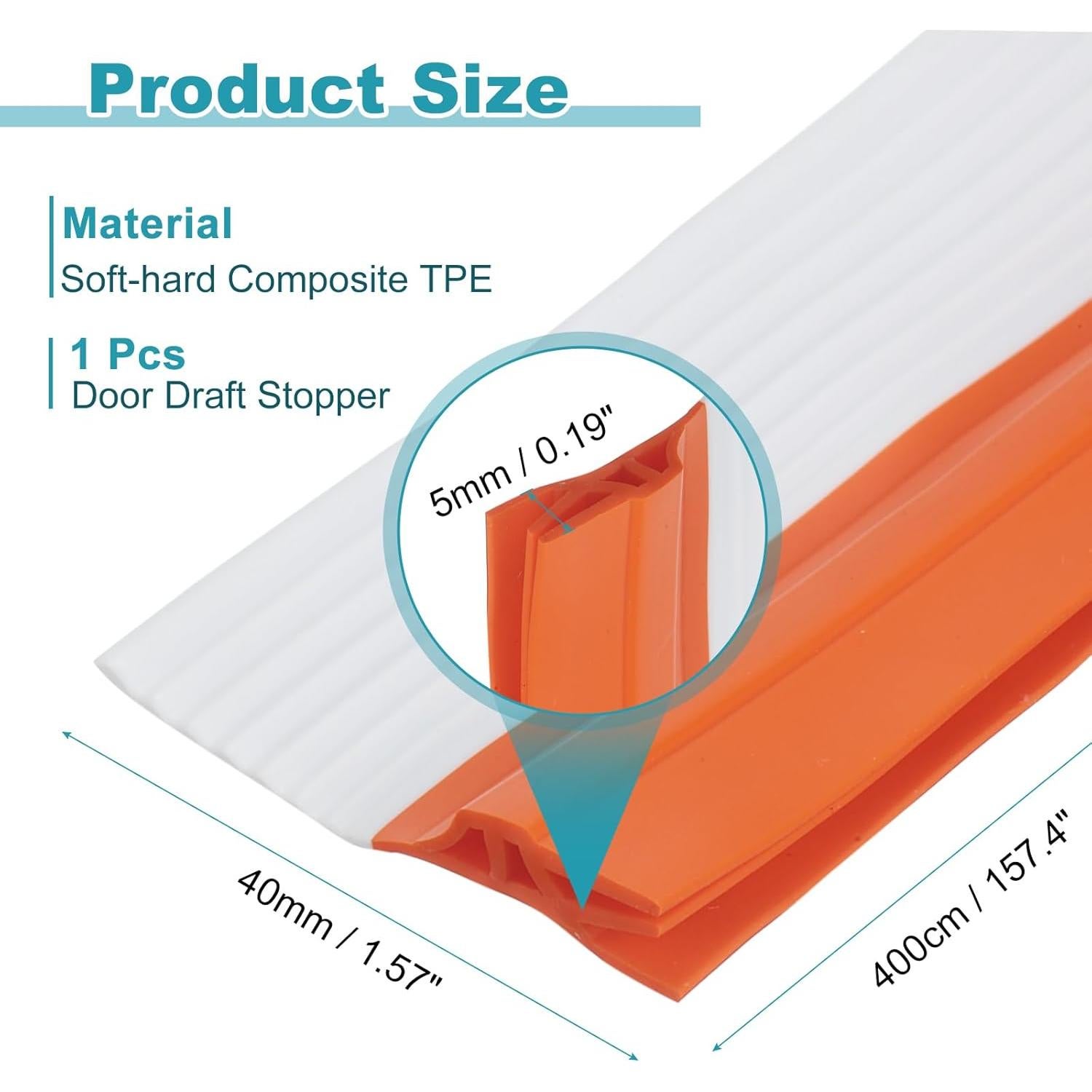 Tapón de Draft uxcell 4.0 m x 4.0 cm Aislante Blanco Naranja