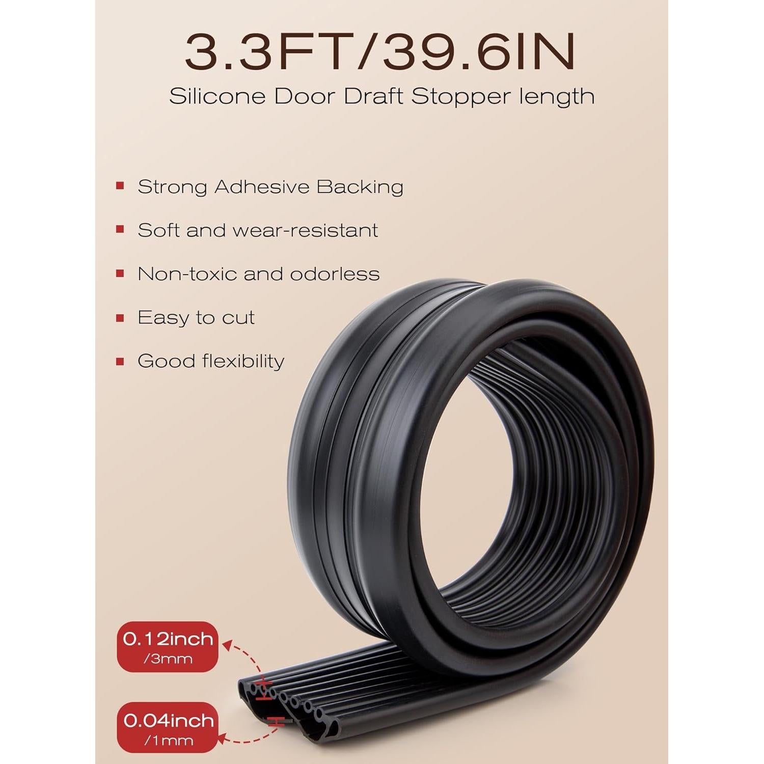 Tapón de Corrientes de Silicona SUNMON 1.0 m para Puertas