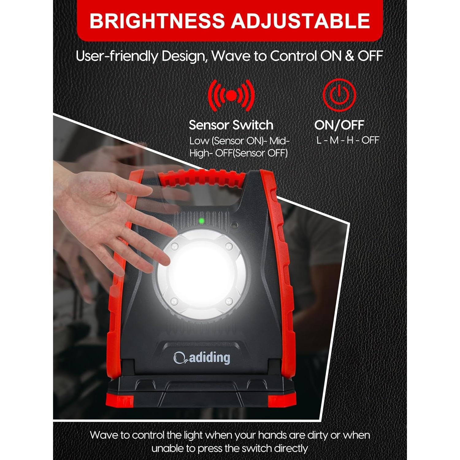 Luz de Trabajo LED Adiding 4400mAh Magnética 360°