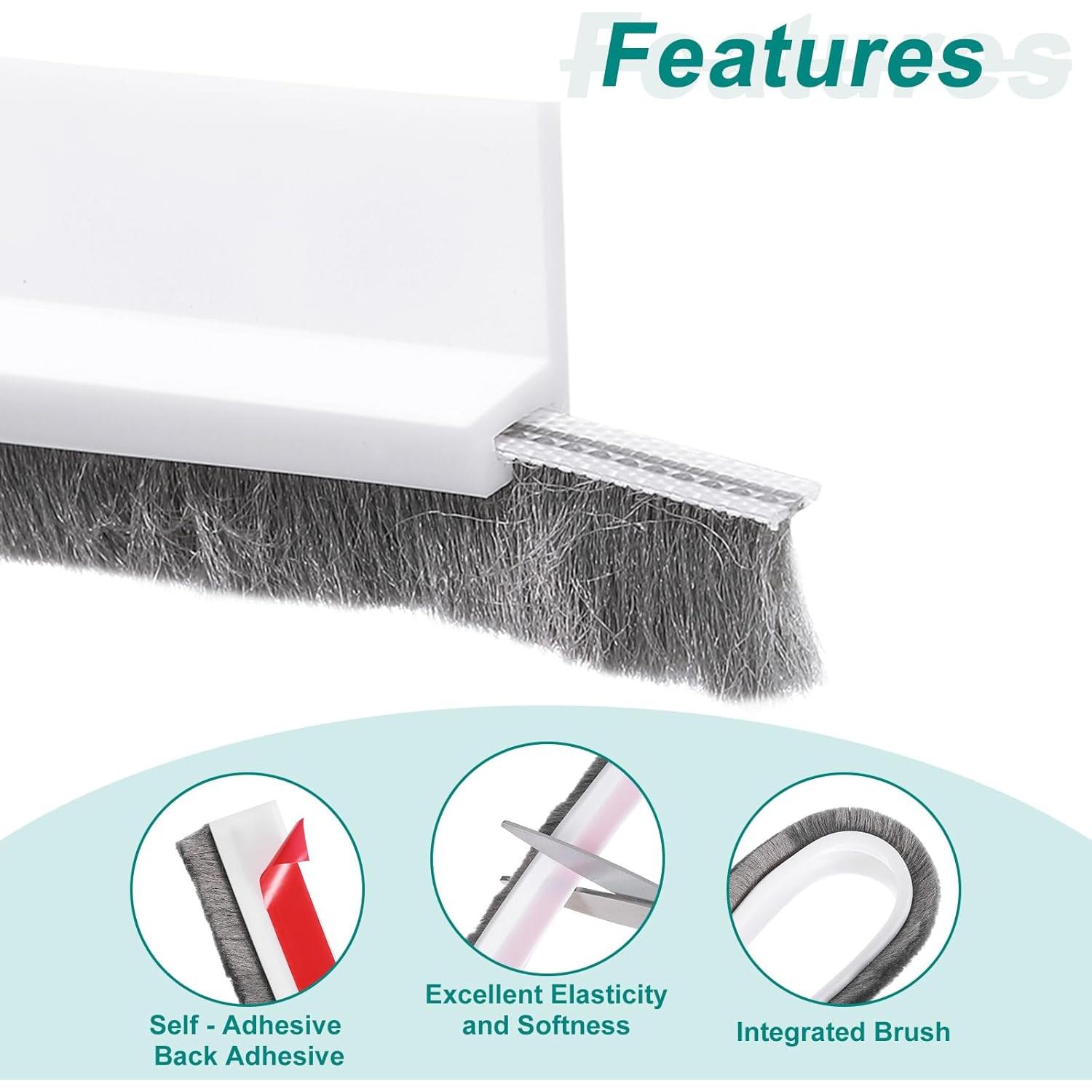 Barrera de Puerta uxcell 100cm x 5cm TPE 2 Pcs Blanco