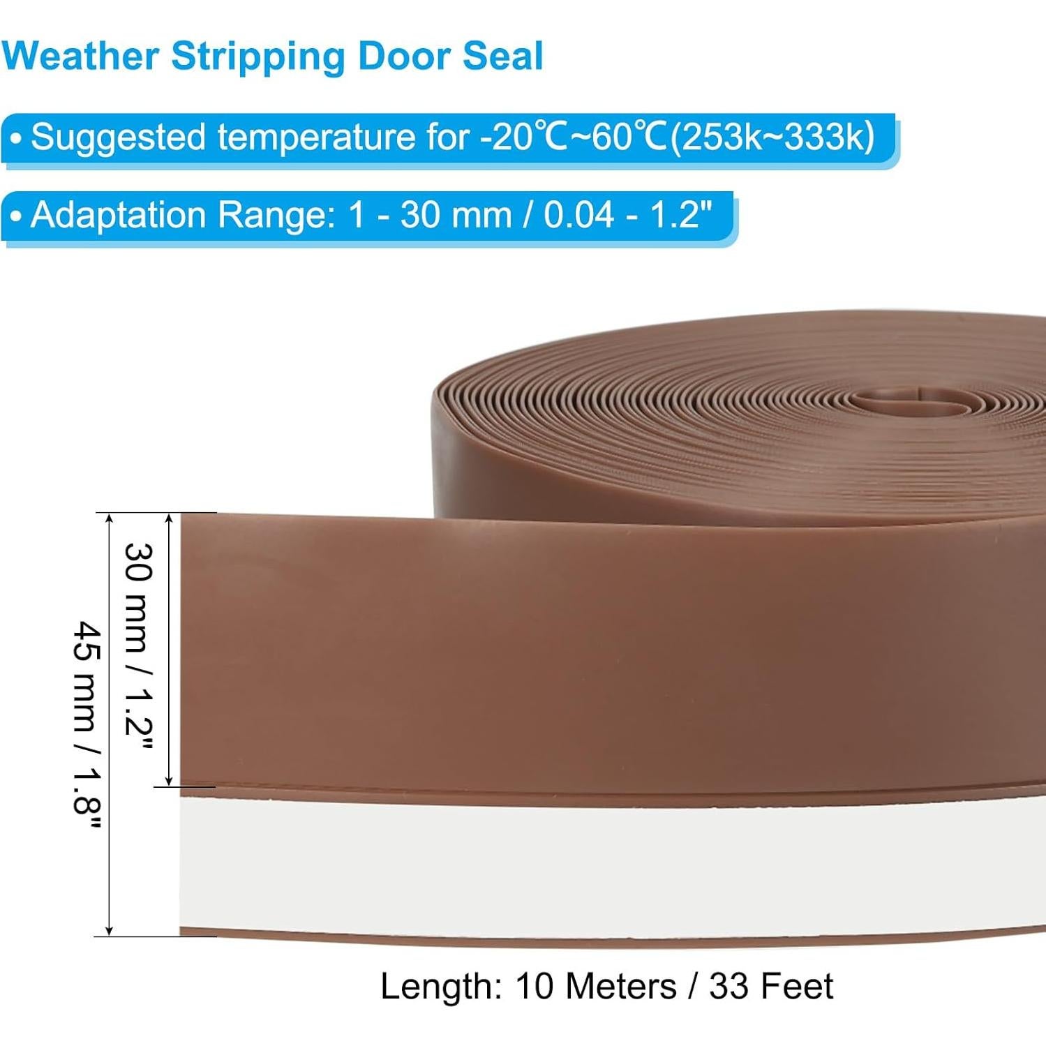 Tira de Sellado de Silicona PATIKIL 10M 45MM Aislante Marrón
