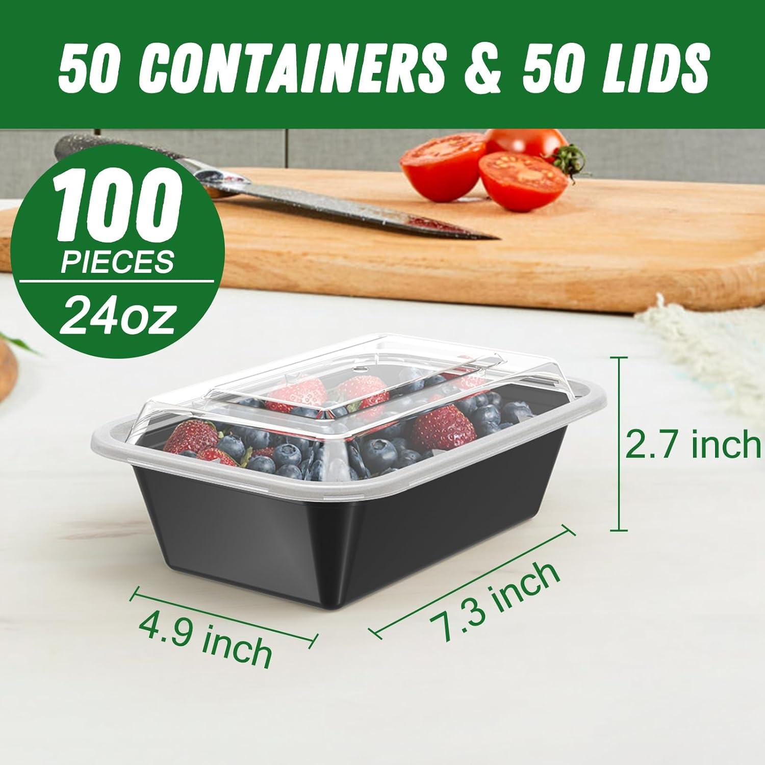Contenedores de Comida Reutilizables Dealusy 24 oz - 50 Piezas