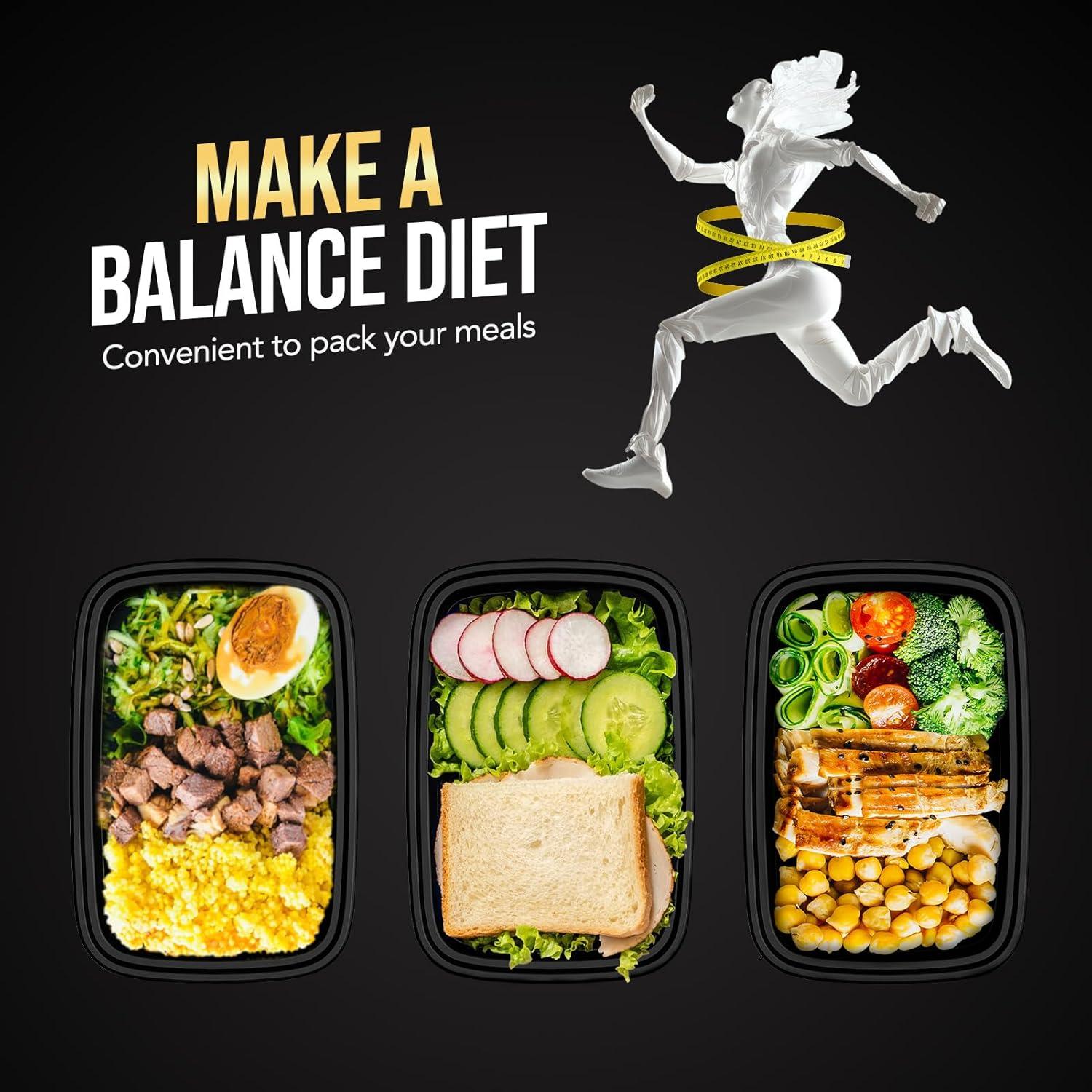 Contenedores de Comida Reutilizables Glotoch 16 OZ - 10 Piezas