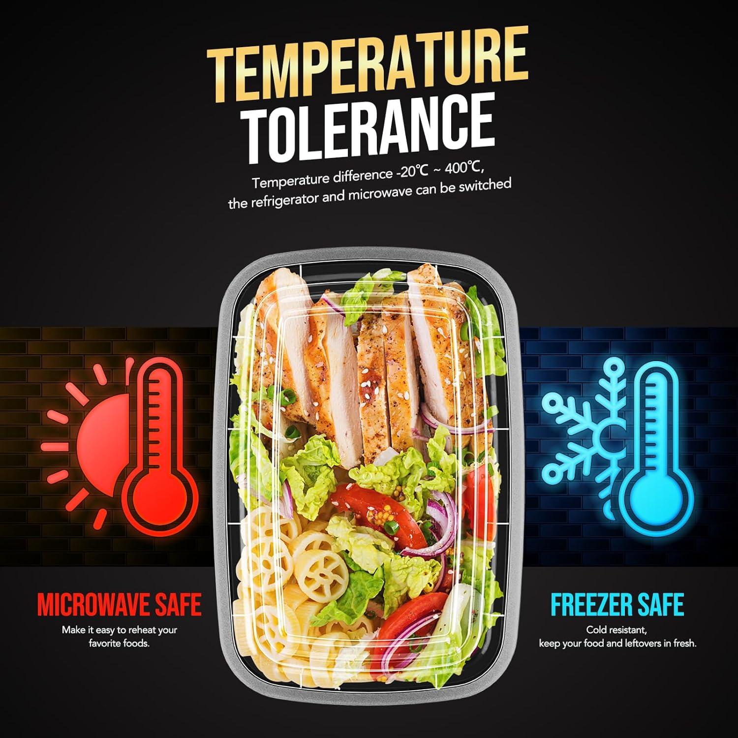 Contenedores de Comida Reutilizables Glotoch 16 OZ - 10 Piezas