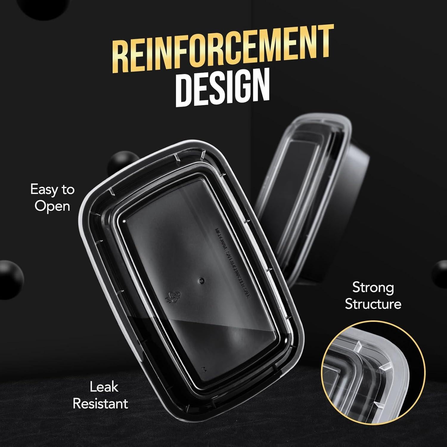 Contenedores de Comida Reutilizables Glotoch 16 OZ - 10 Piezas