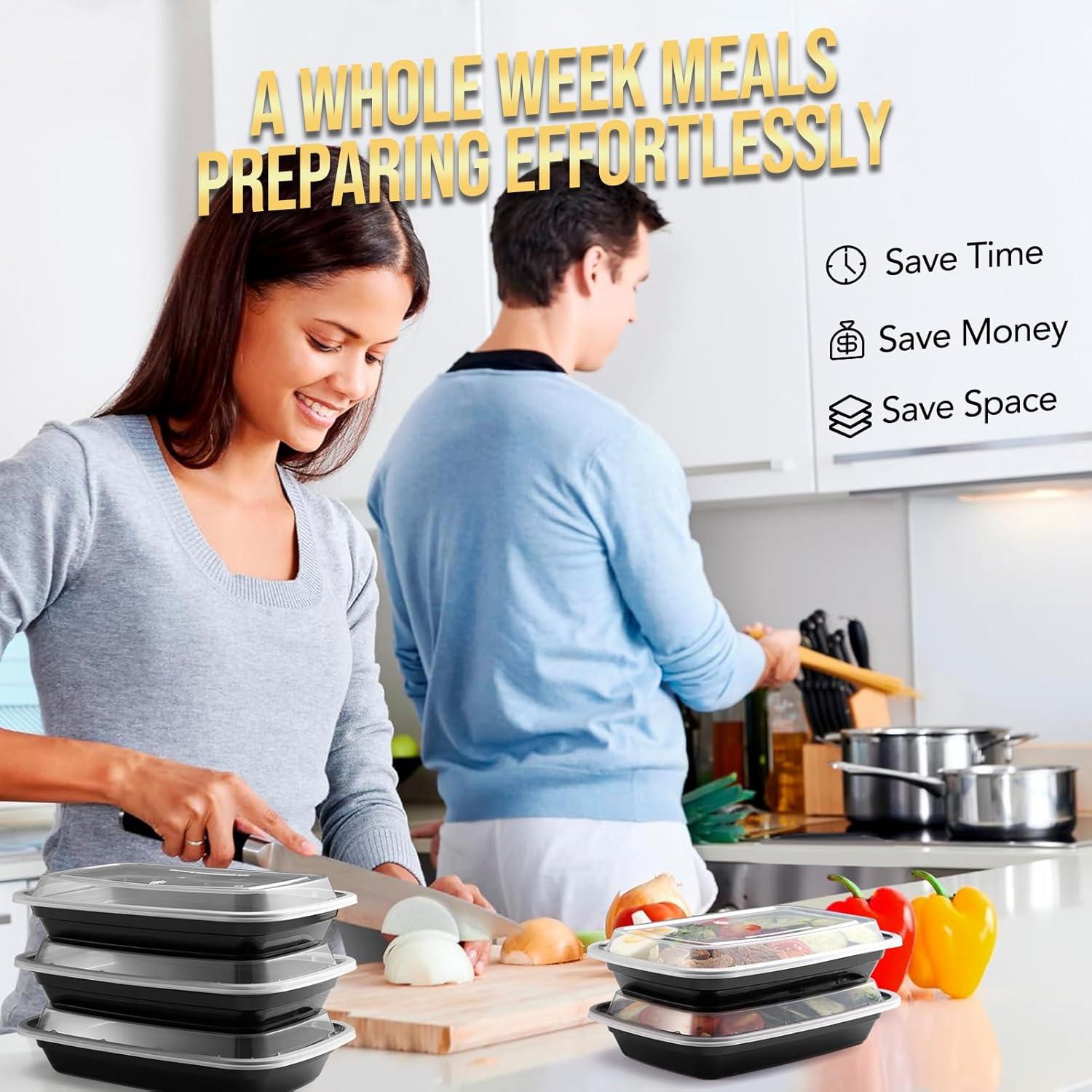 Contenedores de Comida Reutilizables Glotoch 16 OZ - 10 Piezas