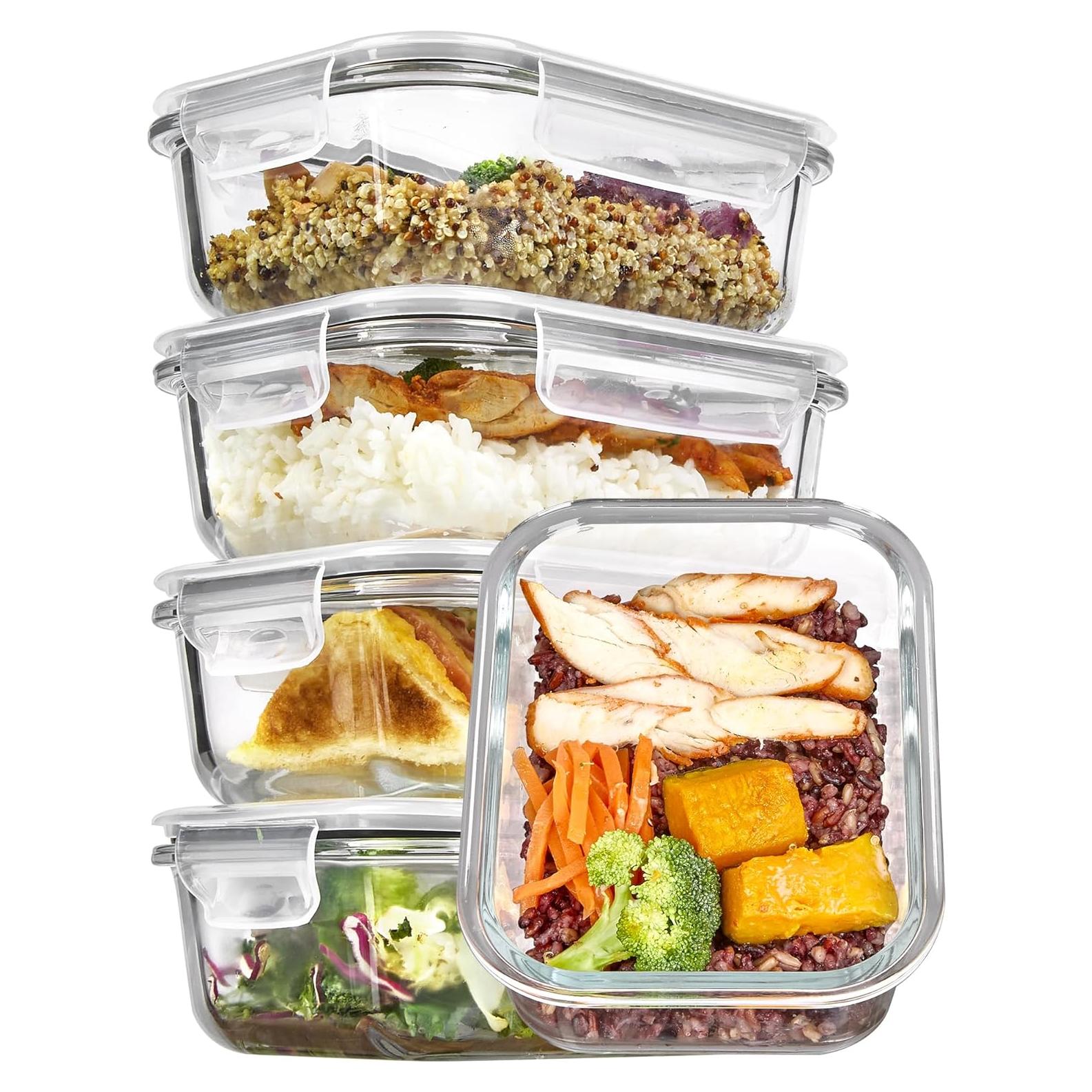 Vtopmart 5 Pack Contenedores de Vidrio 650ml A Prueba de Aire