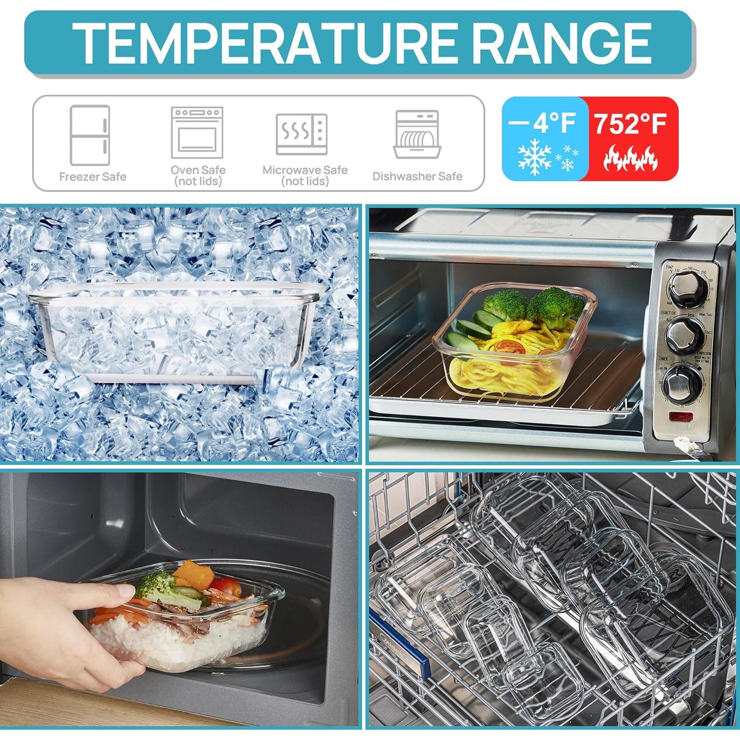 Vtopmart 5 Pack Contenedores de Vidrio 650ml A Prueba de Aire