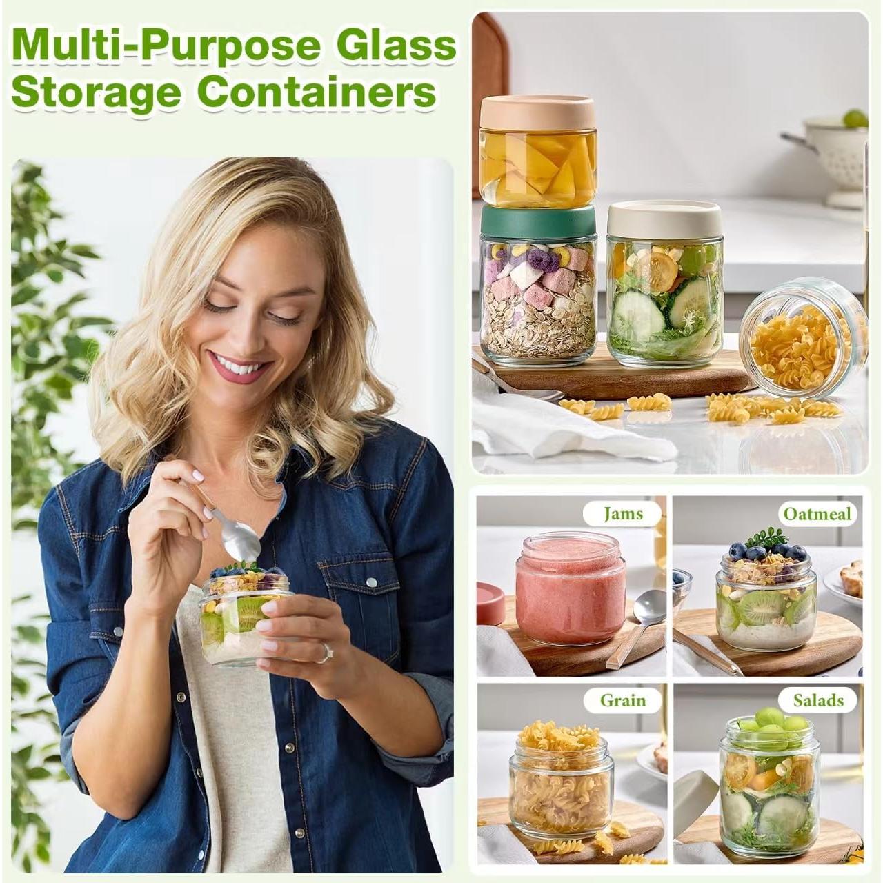 Juego de 8 Tarros de Vidrio Mason con Tapas 16 oz y 10 oz