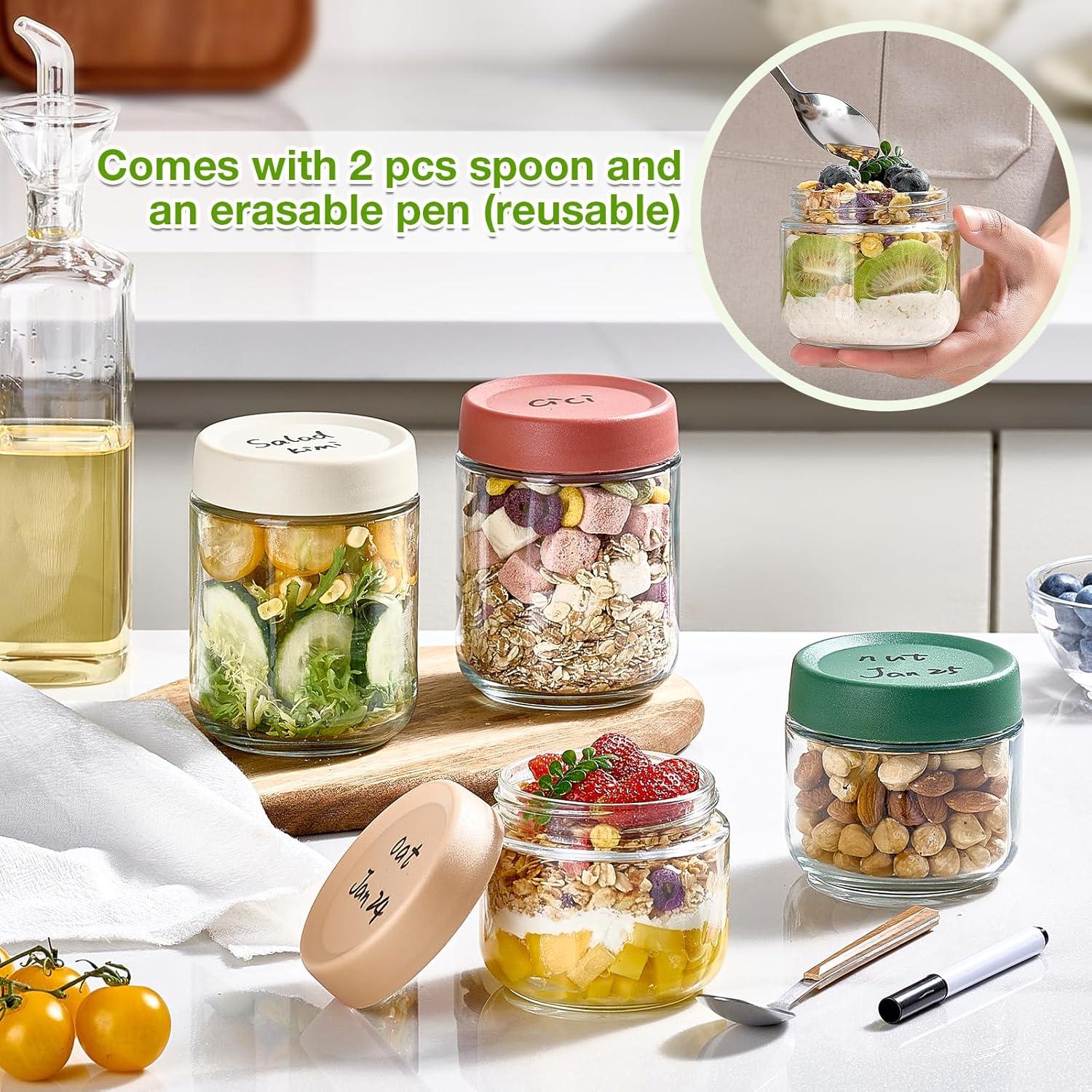 Juego de 8 Tarros de Vidrio Mason con Tapas 16 oz y 10 oz