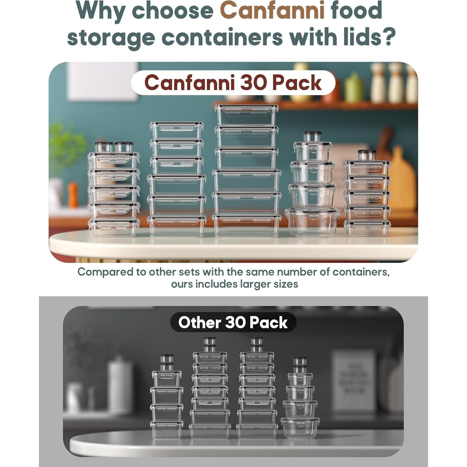Juego de 60 Contenedores de Almacenamiento Herméticos Canfanni