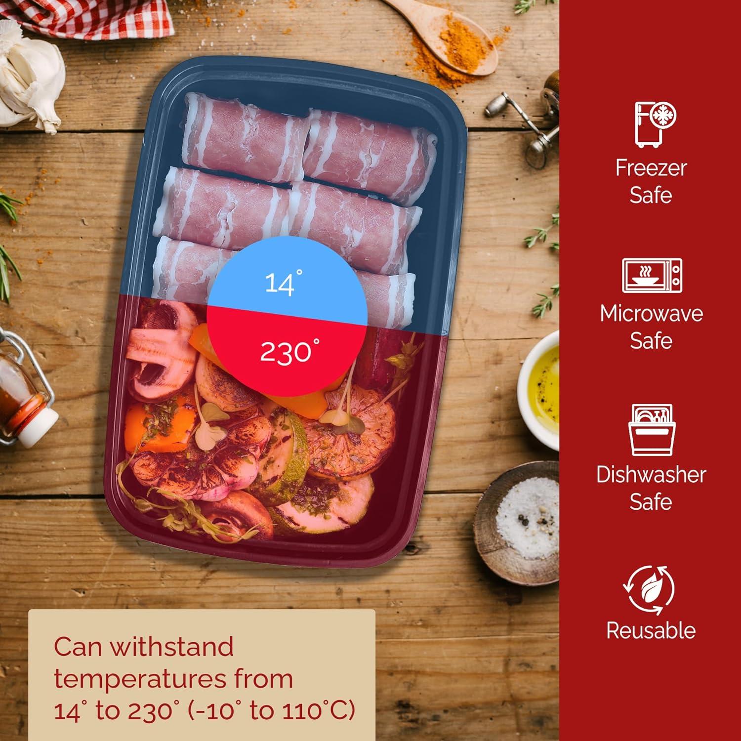 Contenedores de Comida Reli 946 ml - 50 Paquete, Apto Microondas