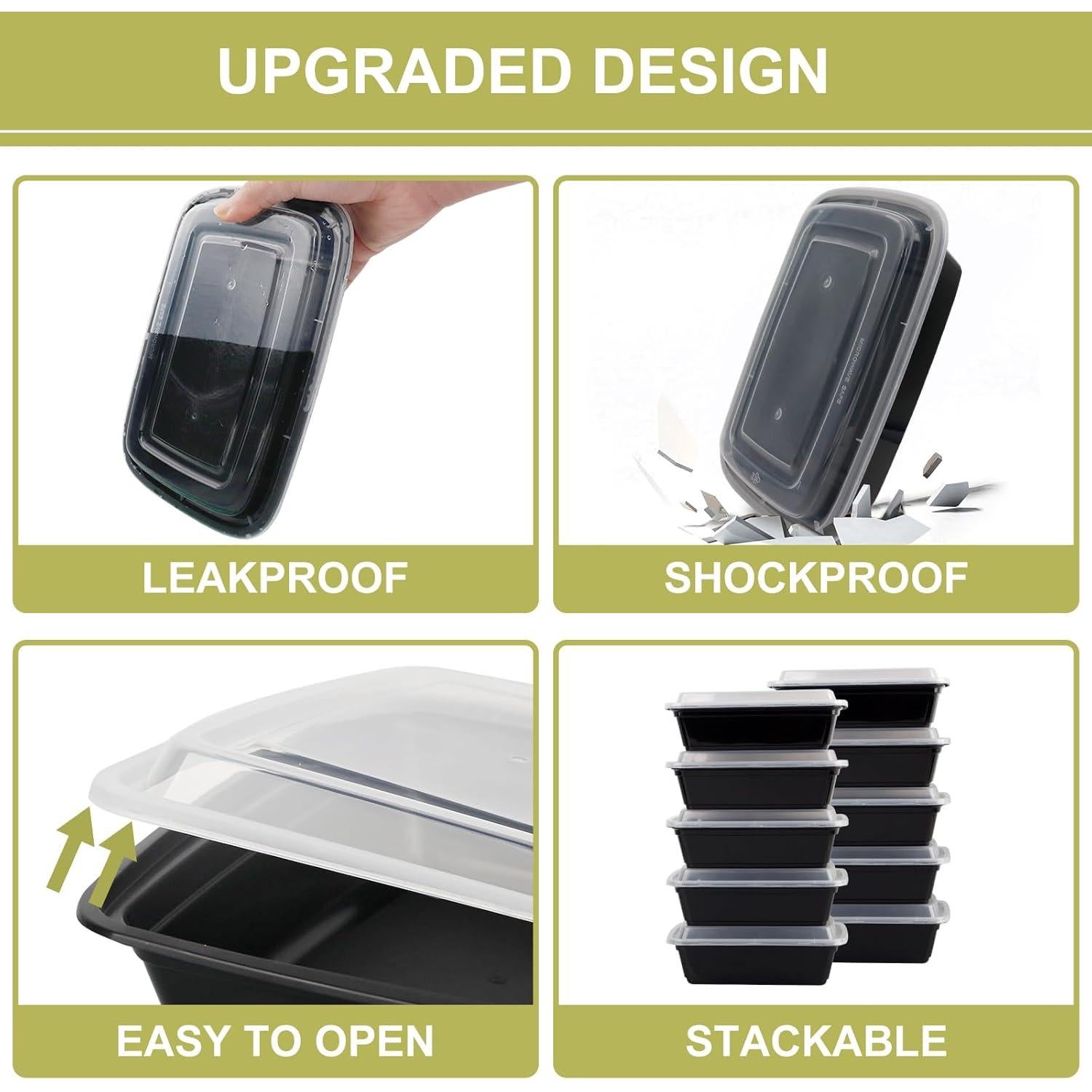 Contenedores de Comida KKYVVY 38oz 50 Pack A Prueba de Microondas