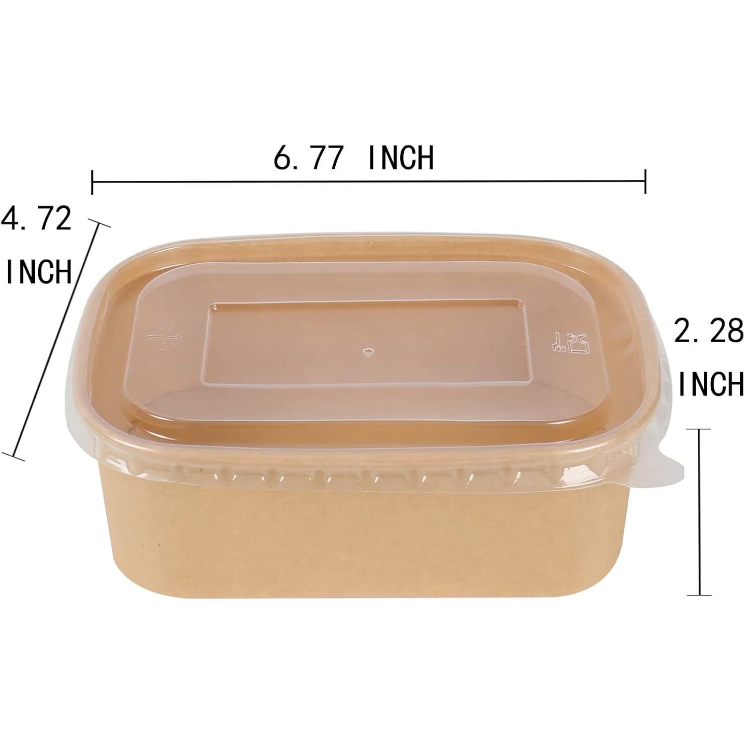 Tazones de papel Kraft 25 oz JAYEEY - 50 unidades con tapas