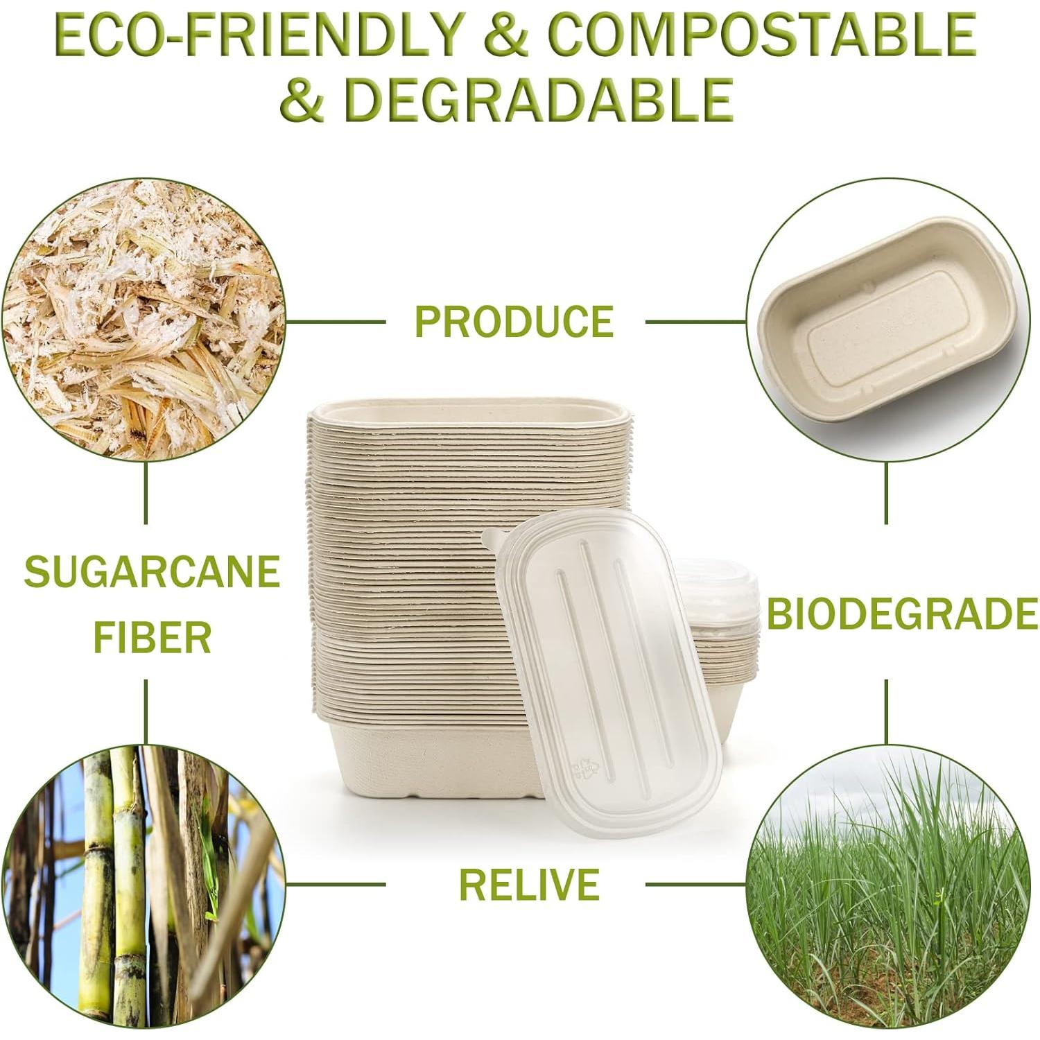 Contenedores de Comida Compostables Yesland 70 Paquete 700 ml