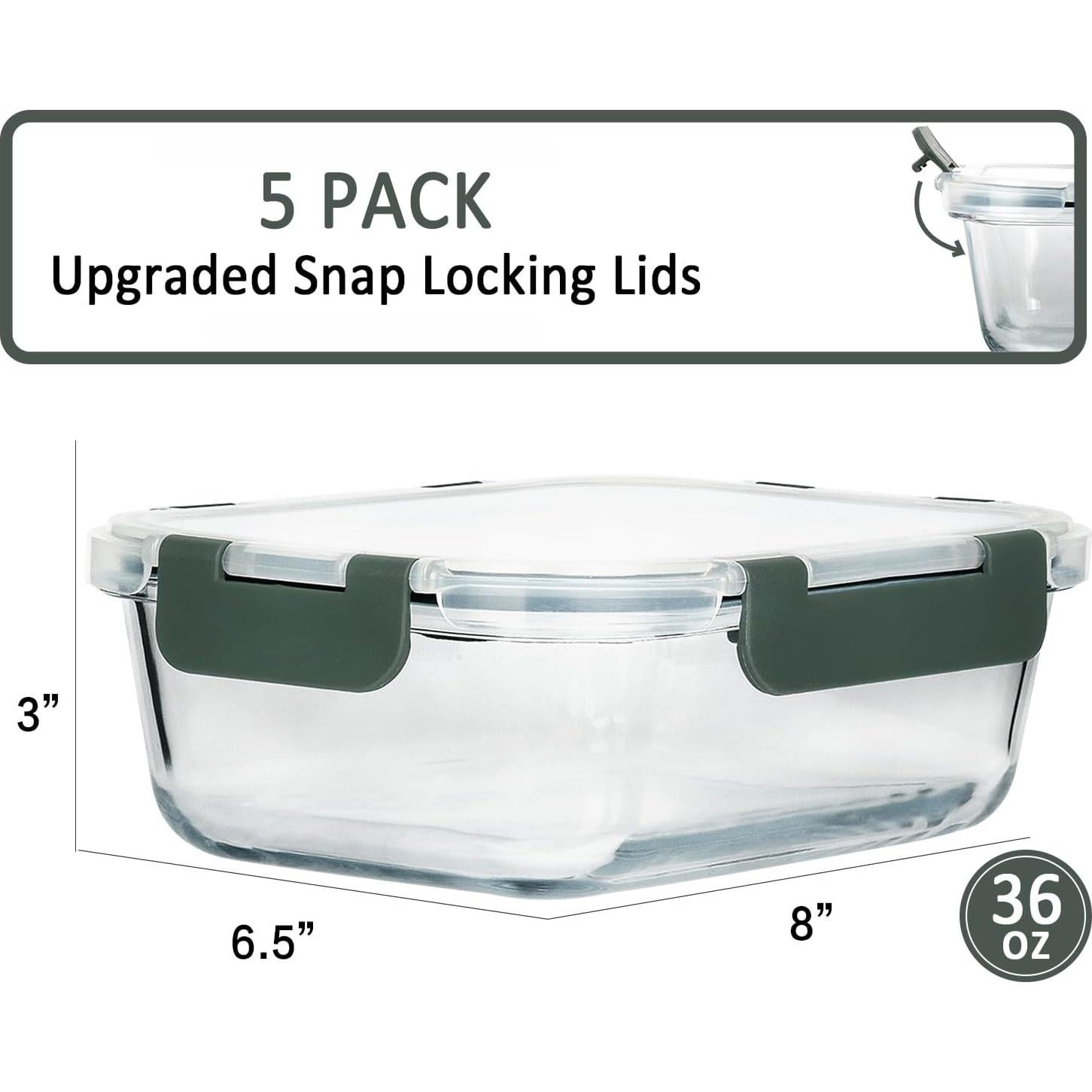 Contenedores de Vidrio Herméticos M MCIRCO 5 Pack 1.07 L