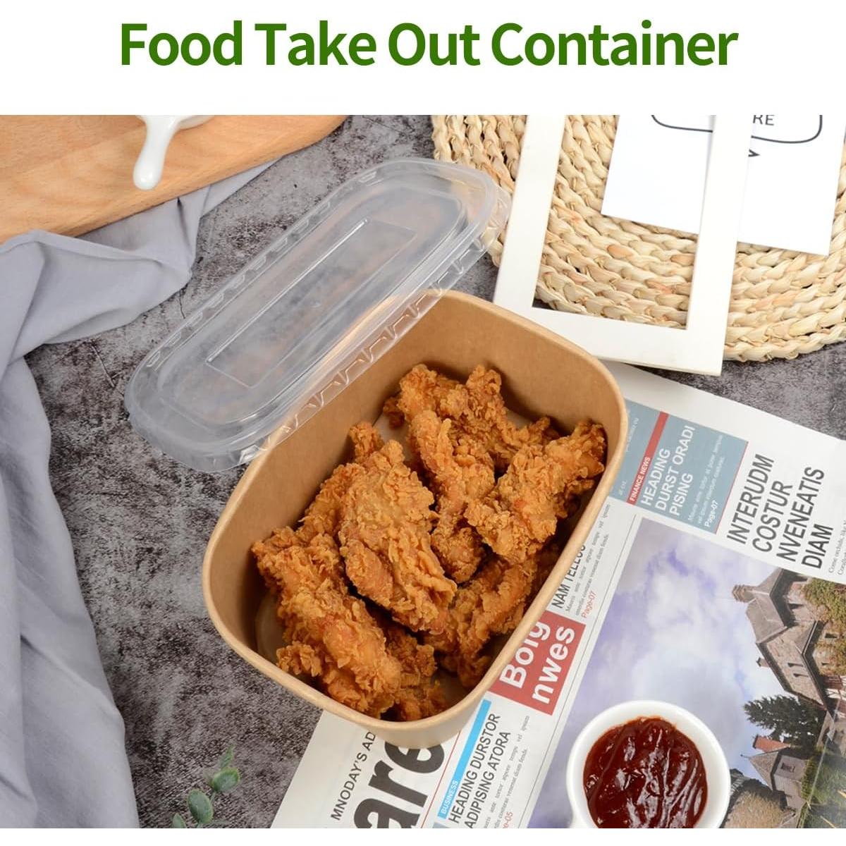 Paquete de 50 Contenedores de Comida Kraft 1.05 L con Tapas