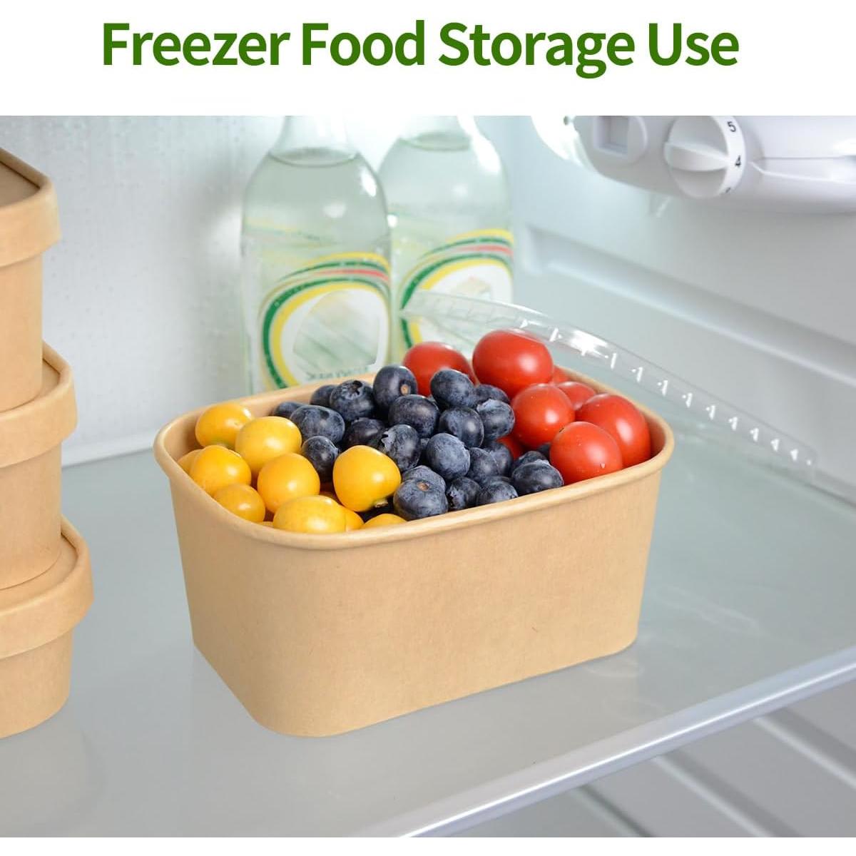 Paquete de 50 Contenedores de Comida Kraft 1.05 L con Tapas