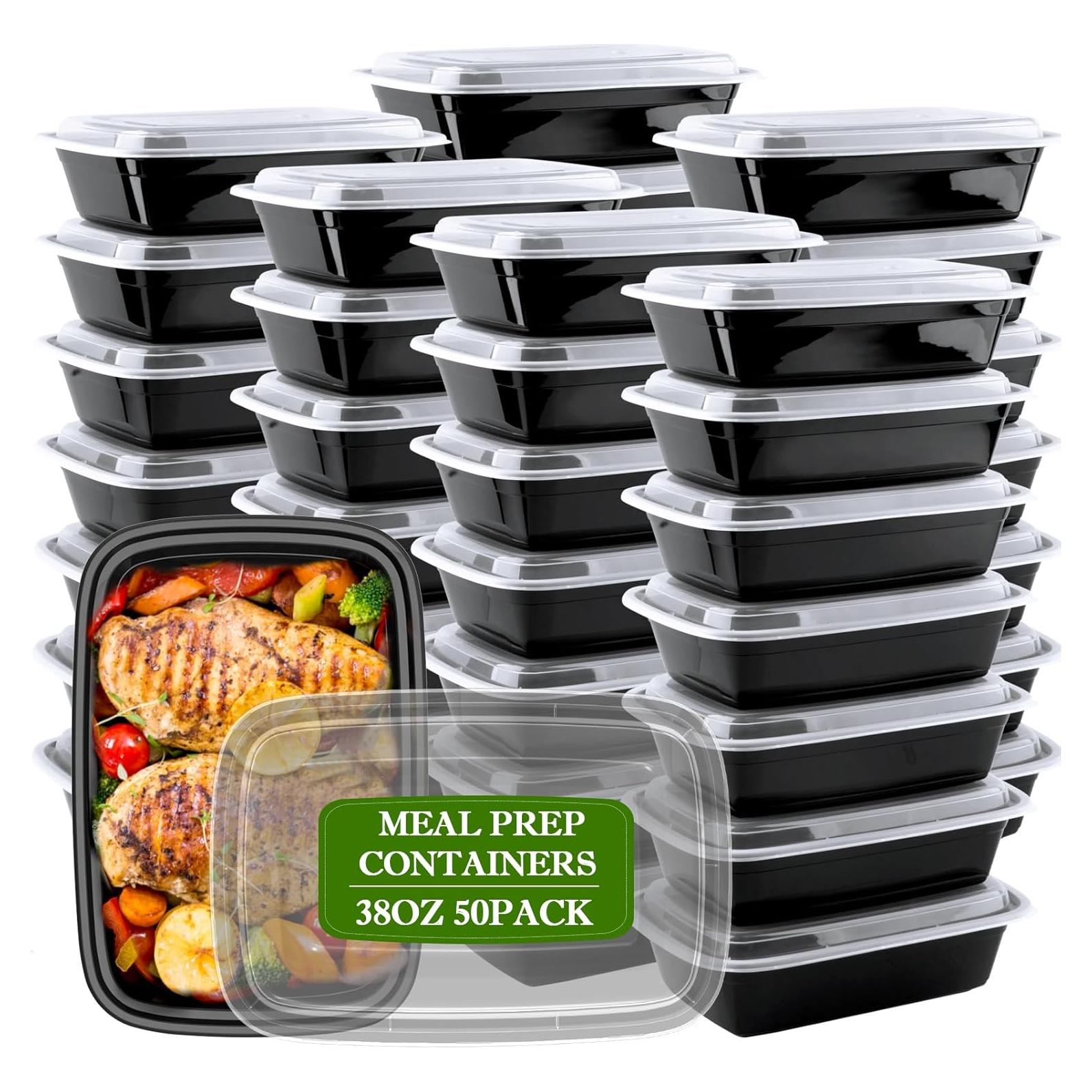 Contenedores de Comida RANLITTLE 38oz - 50 Paquete Reutilizables