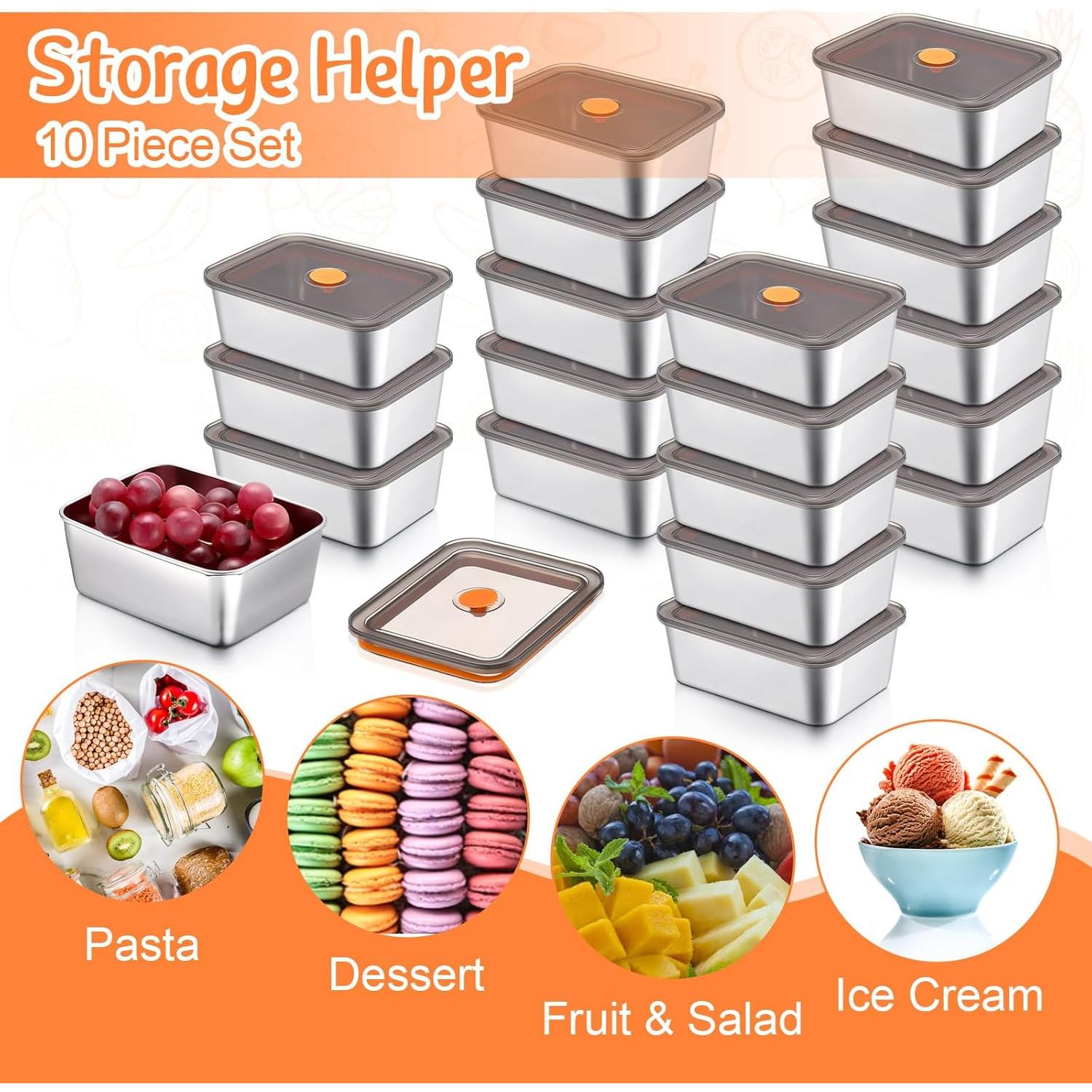 Contenedores de Comida Acero Inoxidable Layhit 10 Set 540 ml