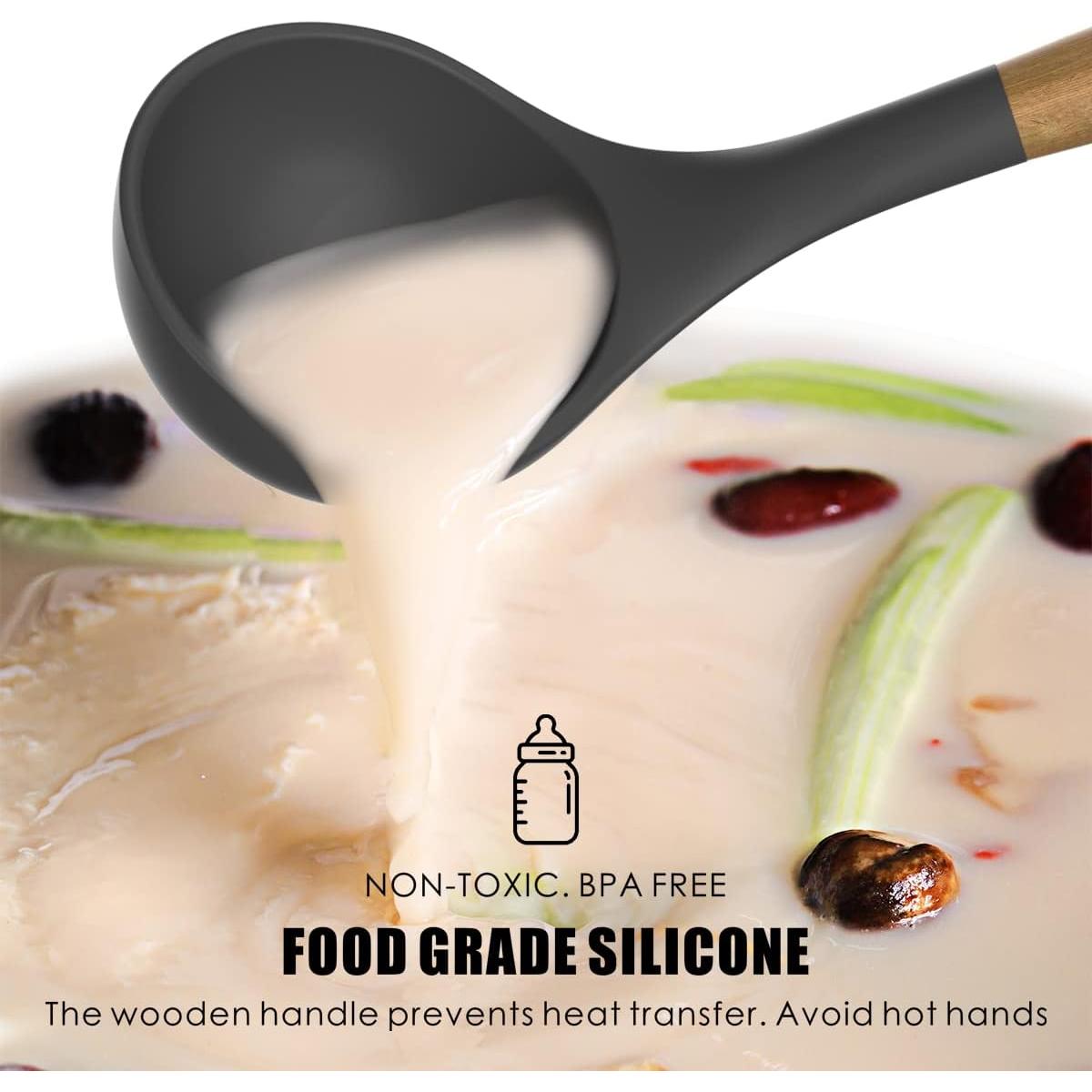 Juego de Utensilios de Cocina de Silicona Oannao 14 Piezas Gris