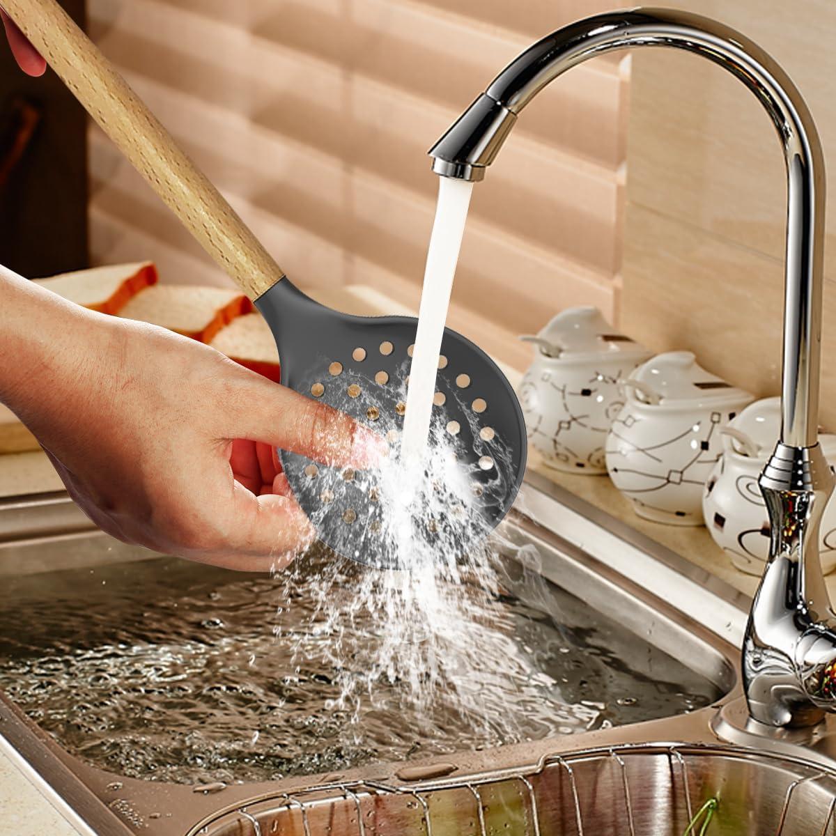 Juego de Utensilios de Cocina de Silicona Oannao 14 Piezas Gris