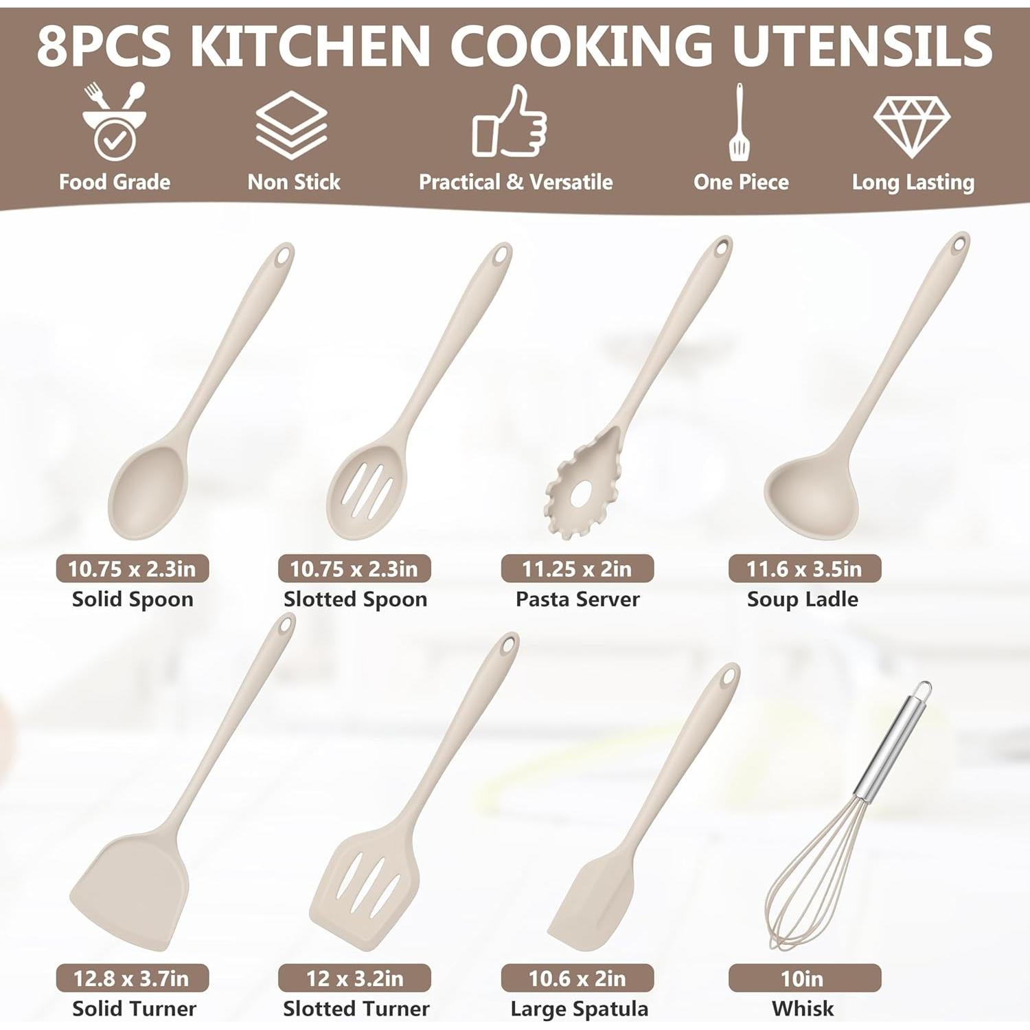 Set de Utensilios de Cocina de Silicona TeamFar 8 Piezas