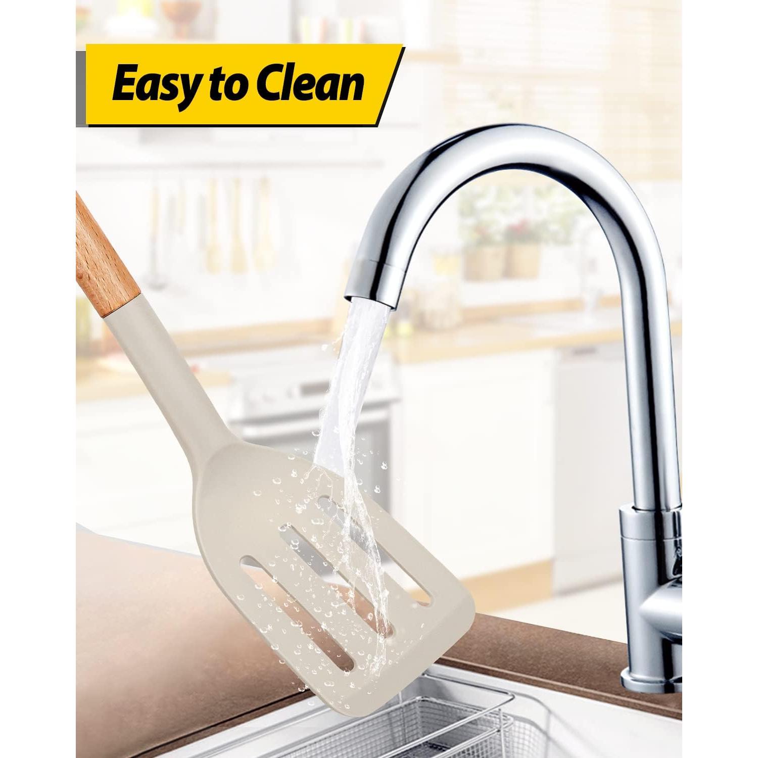 Juego de 2 Espátulas de Silicona BUNDLEPRO, Mango de Madera, Antiadherentes