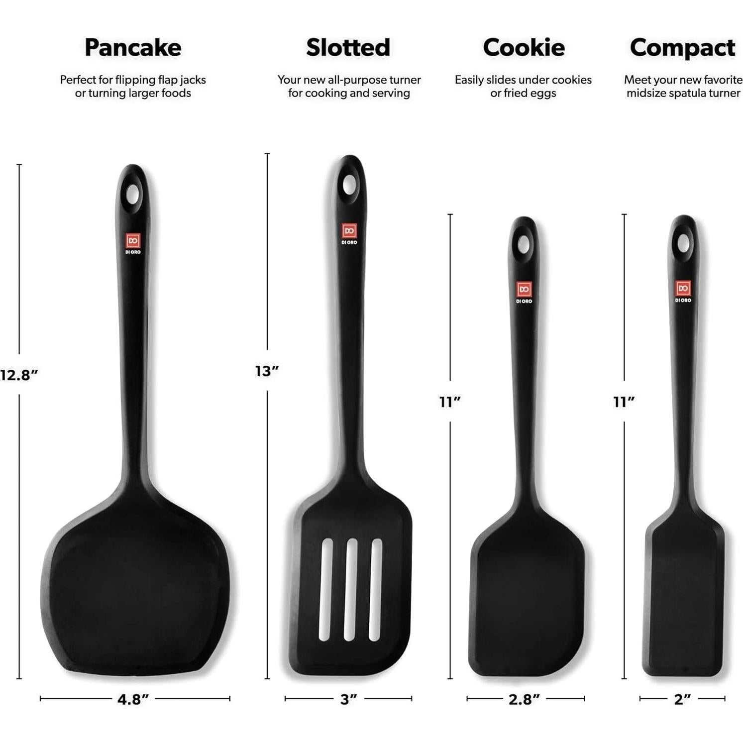 Conjunto de Espátulas de Silicona DI ORO - 4 Piezas Negro