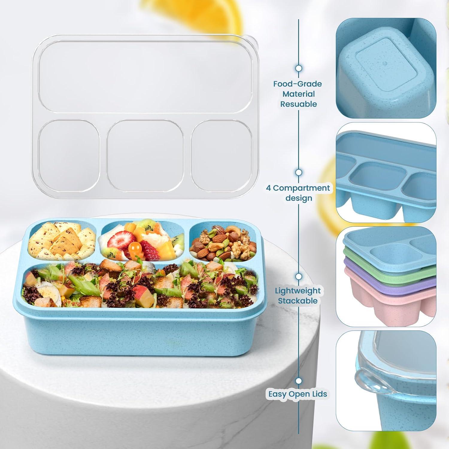 Contenedor Bento KHOXU 4 Compartimentos 1300ml Trigo