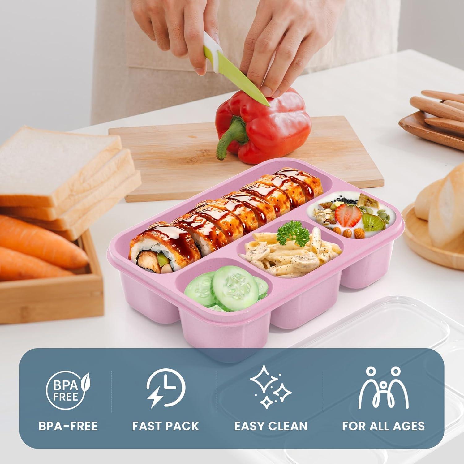 Contenedor Bento KHOXU 4 Compartimentos 1300ml Trigo