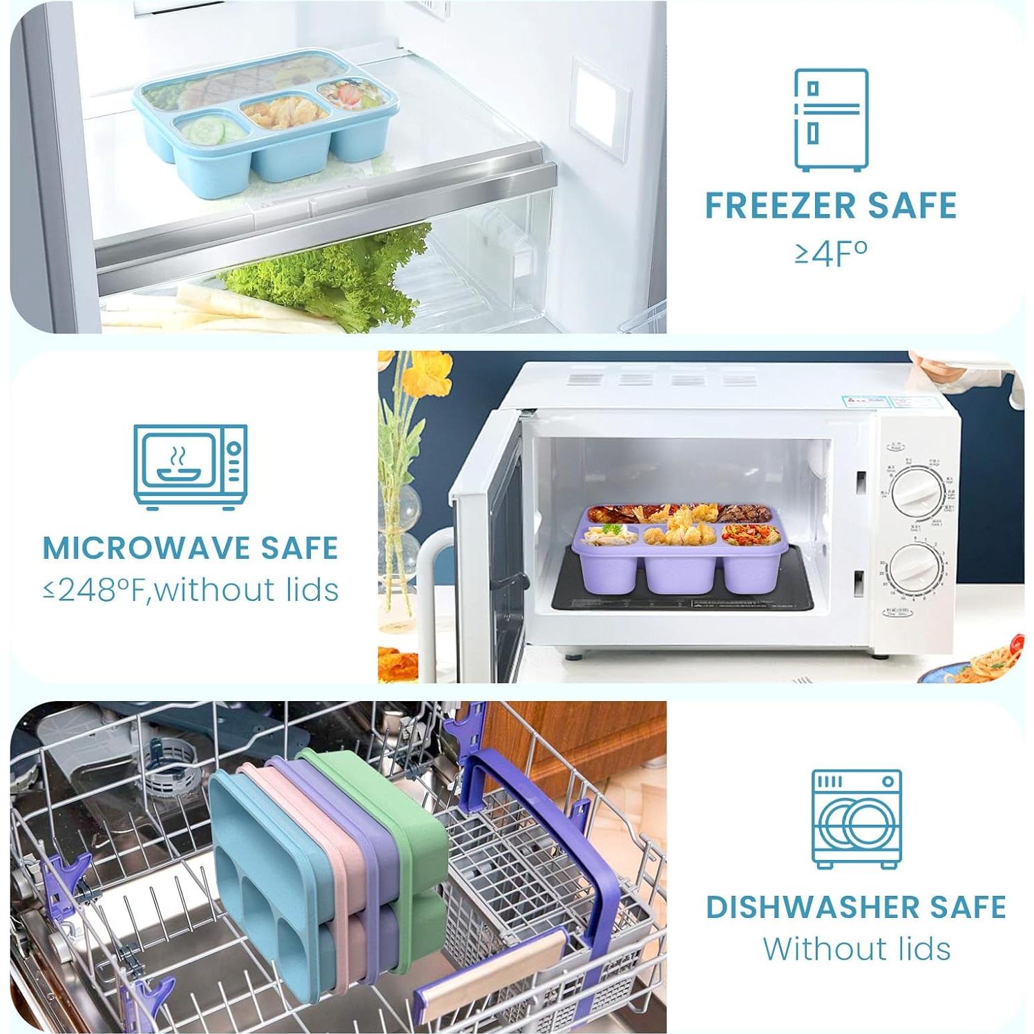 Contenedor Bento KHOXU 4 Compartimentos 1300ml Trigo