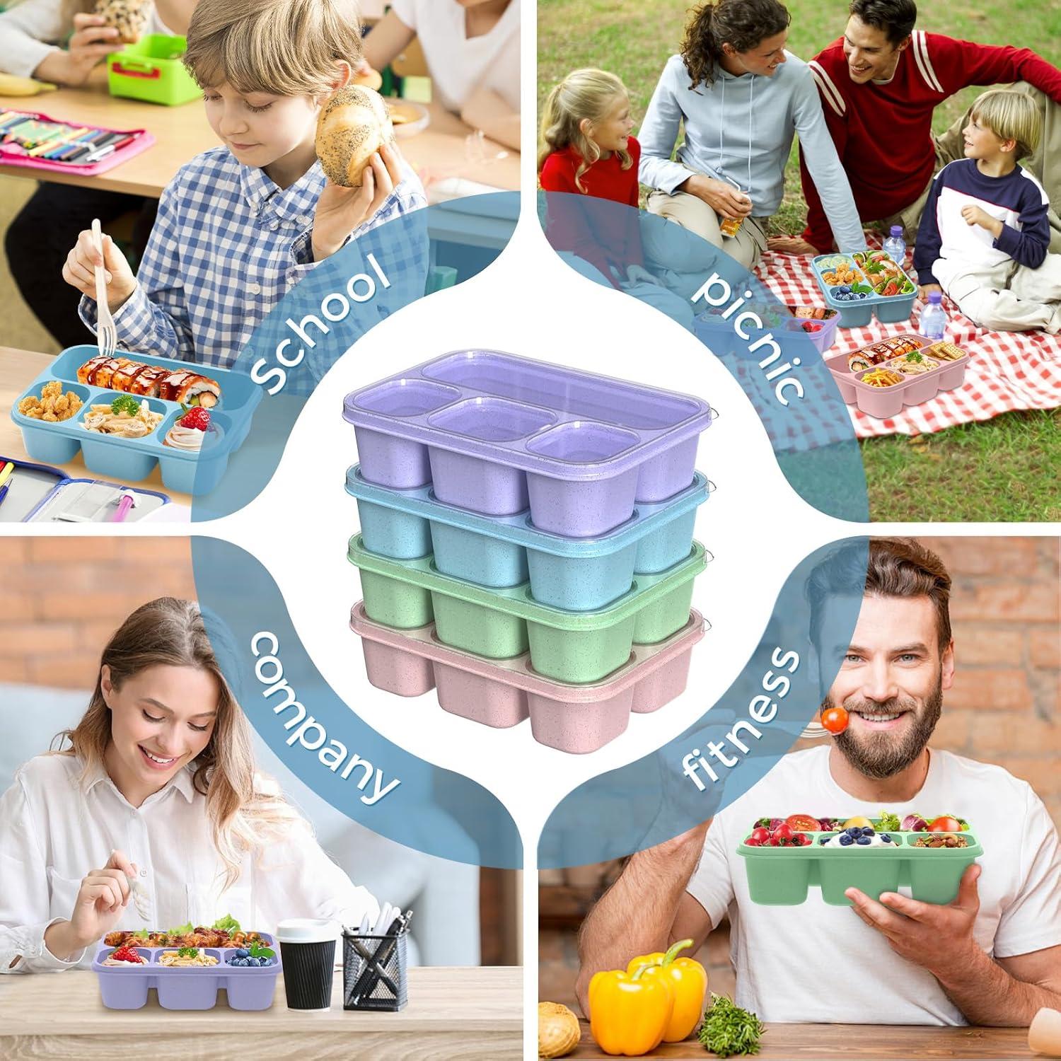 Contenedor Bento KHOXU 4 Compartimentos 1300ml Trigo