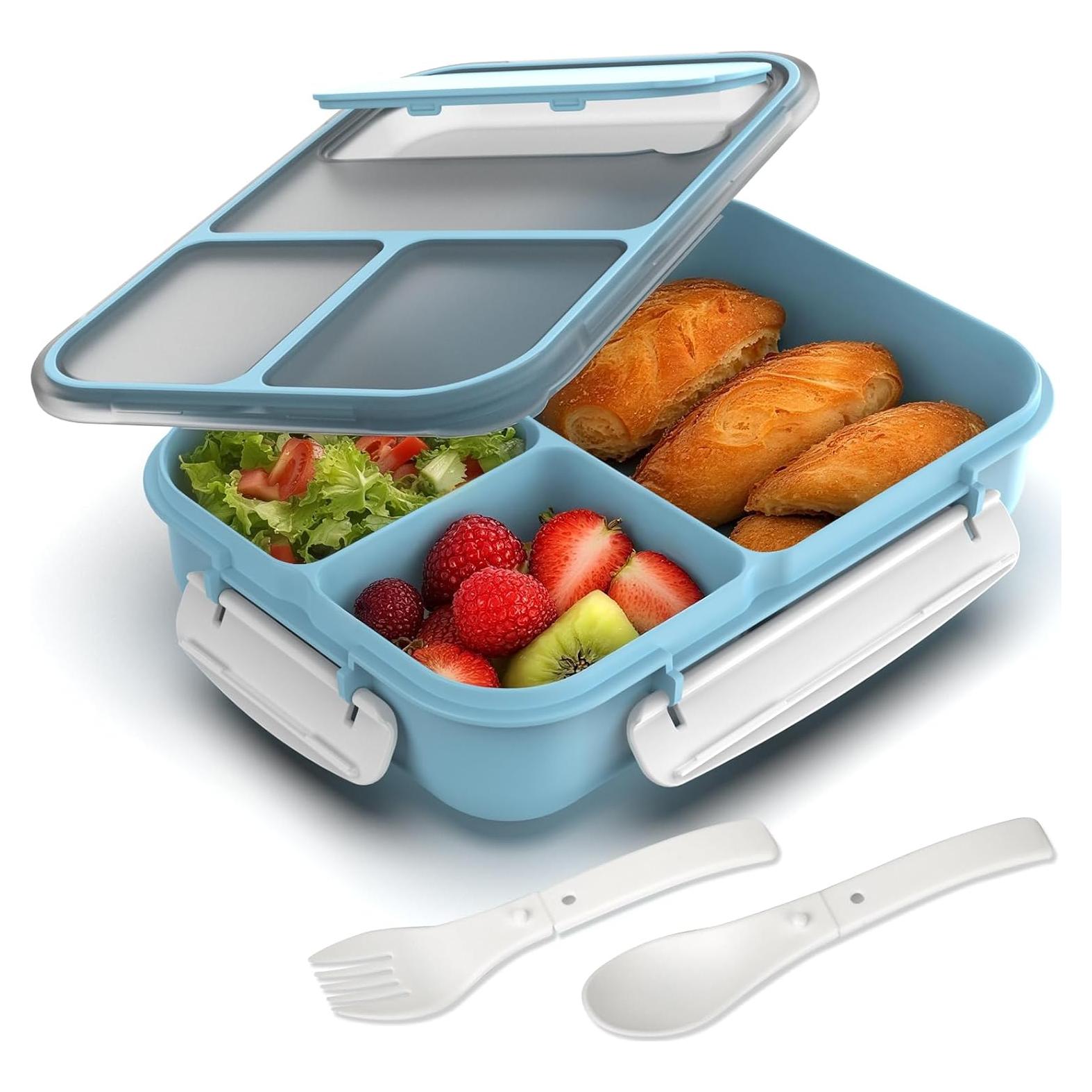 Caja Bento Whalehouse 1700ml 3 Compartimentos Hermética Azul