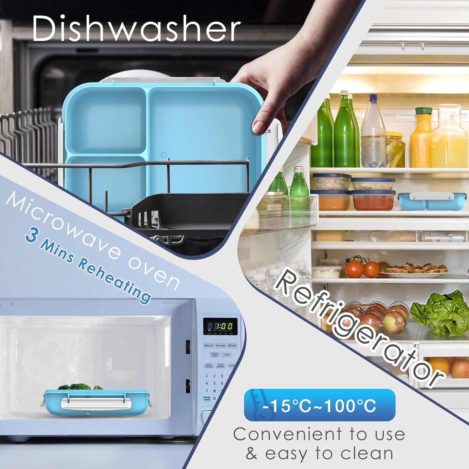 Caja Bento Whalehouse 1700ml 3 Compartimentos Hermética Azul