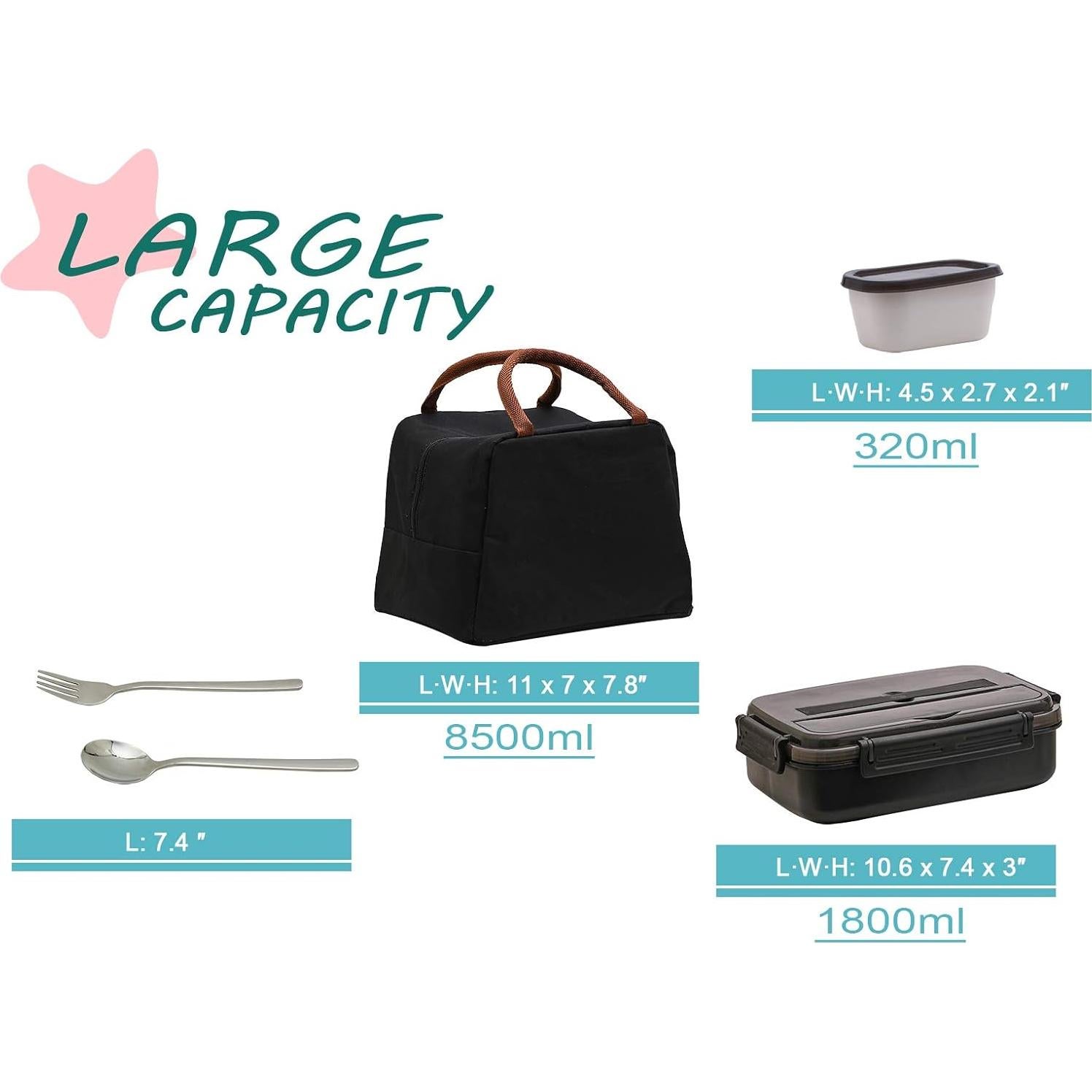 Caja de Almuerzo Bento MINCOCO 1800ml a Prueba de Fugas