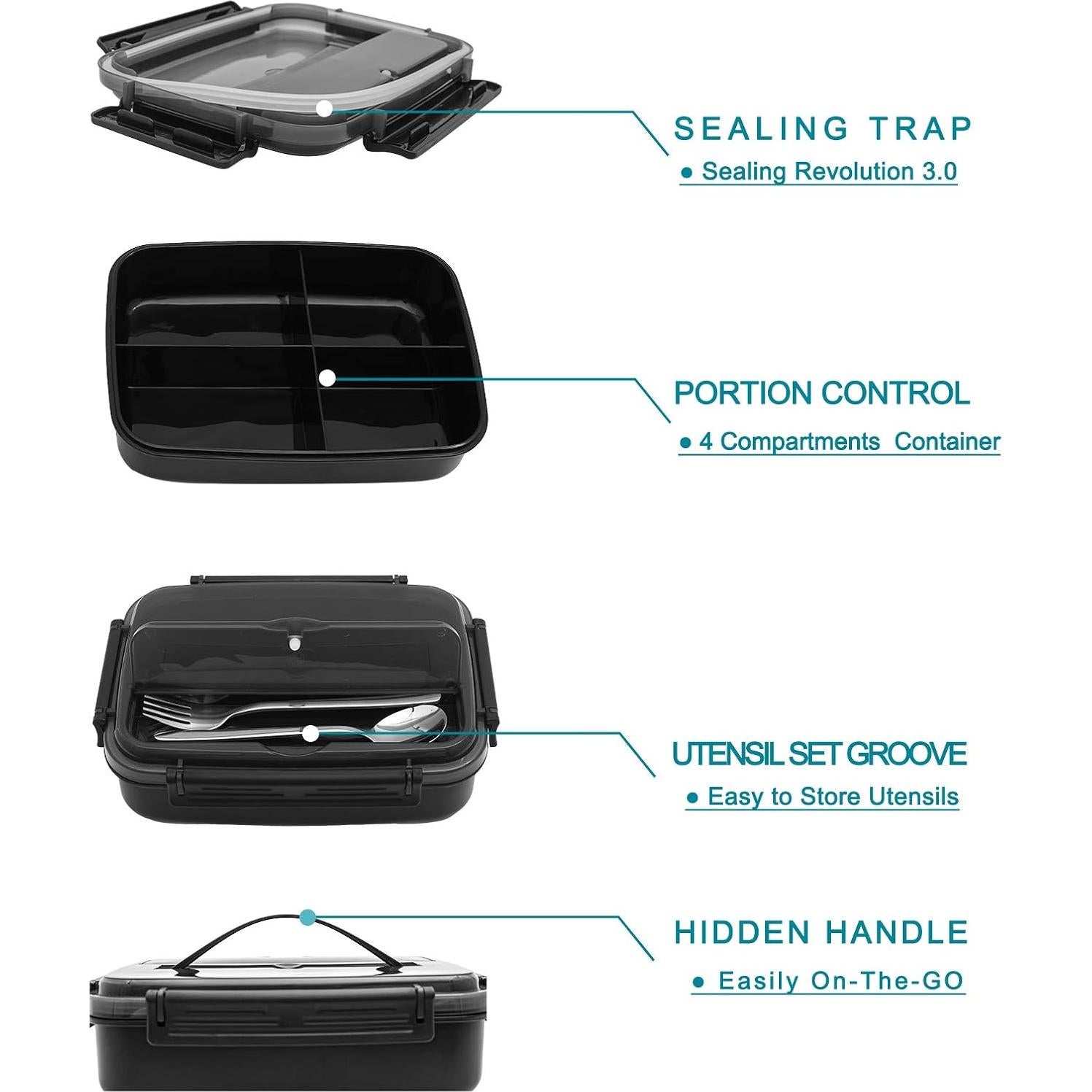 Caja de Almuerzo Bento MINCOCO 1800ml a Prueba de Fugas