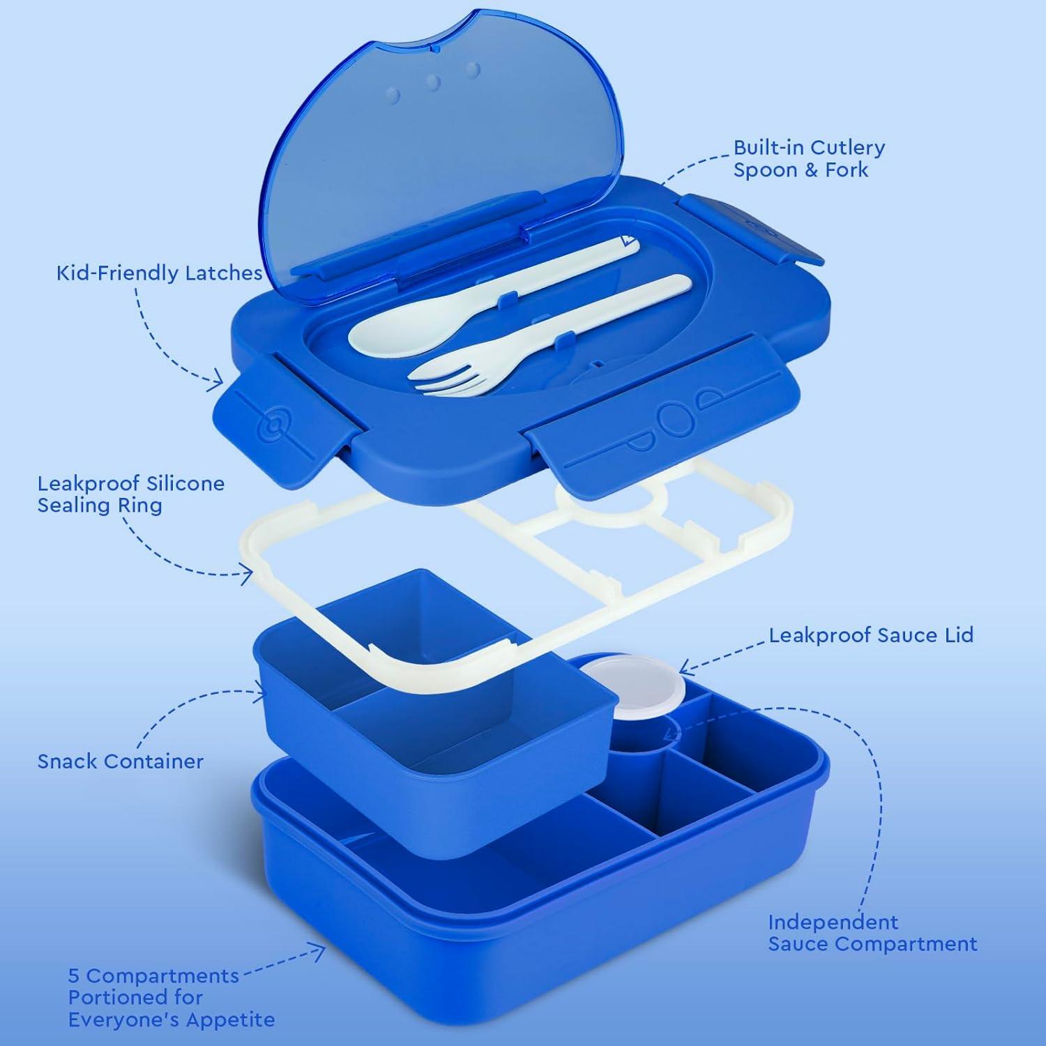 Caja Bento Almuerzo Lunbxx 5 Compartimentos Azul 1350ML