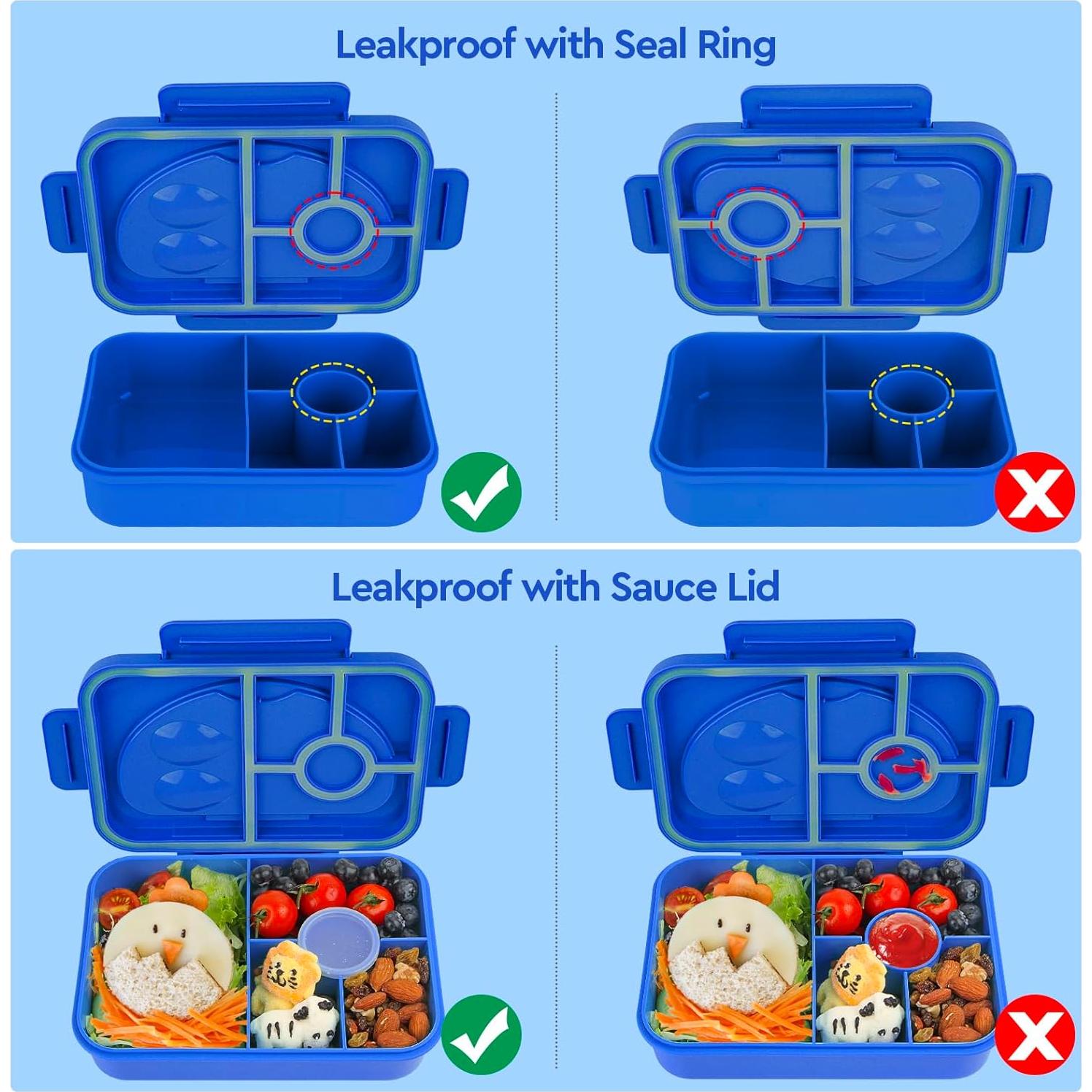Caja Bento Almuerzo Lunbxx 5 Compartimentos Azul 1350ML