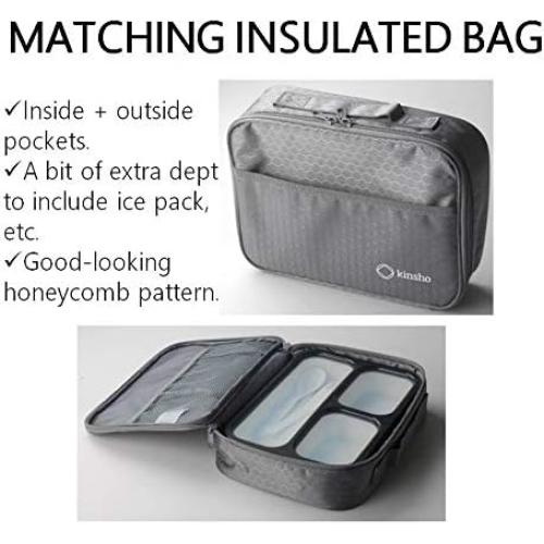 Caja Bento Kinsho Grande 3 Compartimentos + Bolsa Aislada