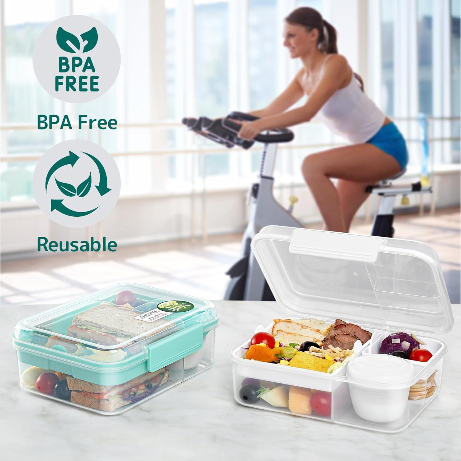 Contenedor de Almuerzo Bento ANDMOON 1.65L Blanco con 2 Bandejas