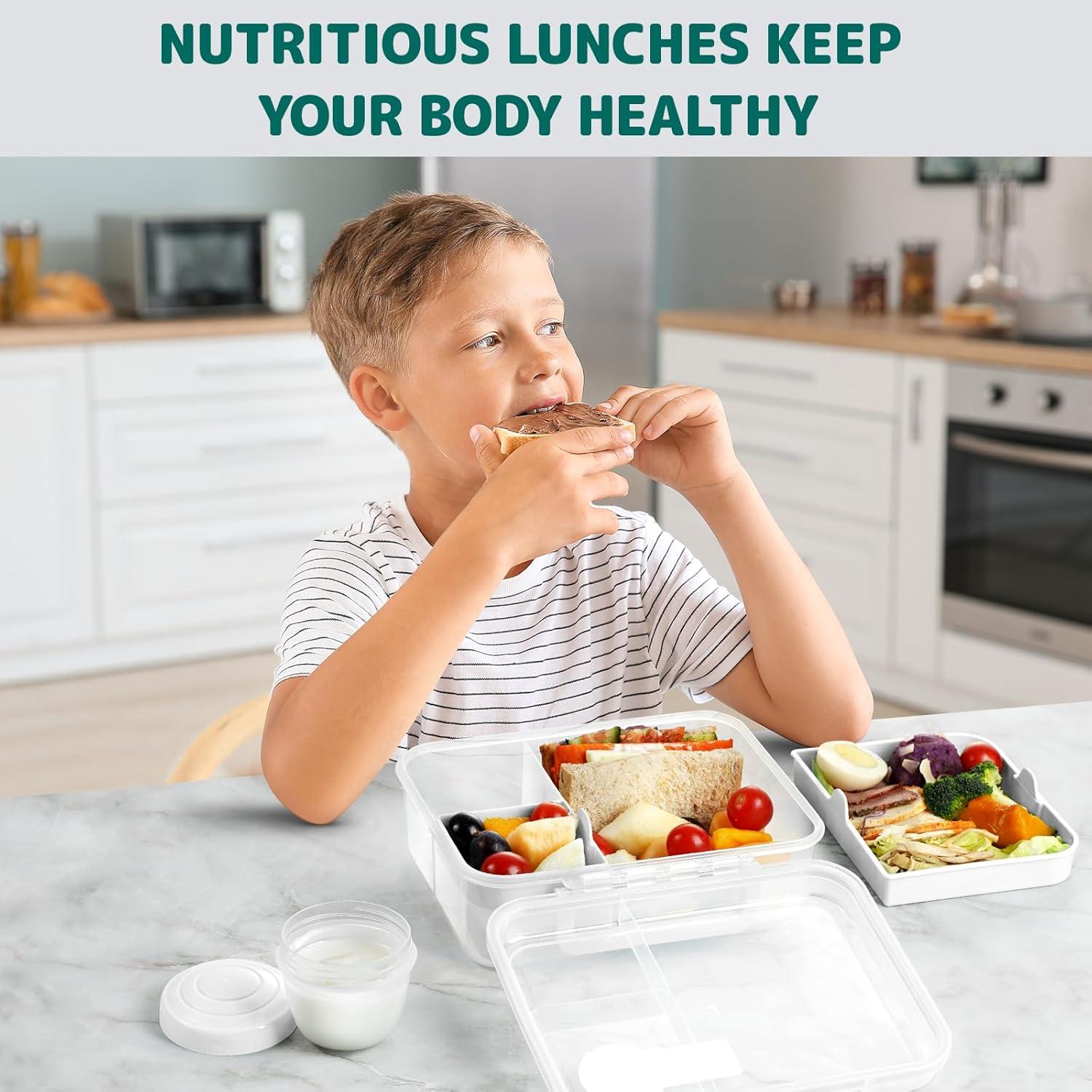 Contenedor de Almuerzo Bento ANDMOON 1.65L Blanco con 2 Bandejas