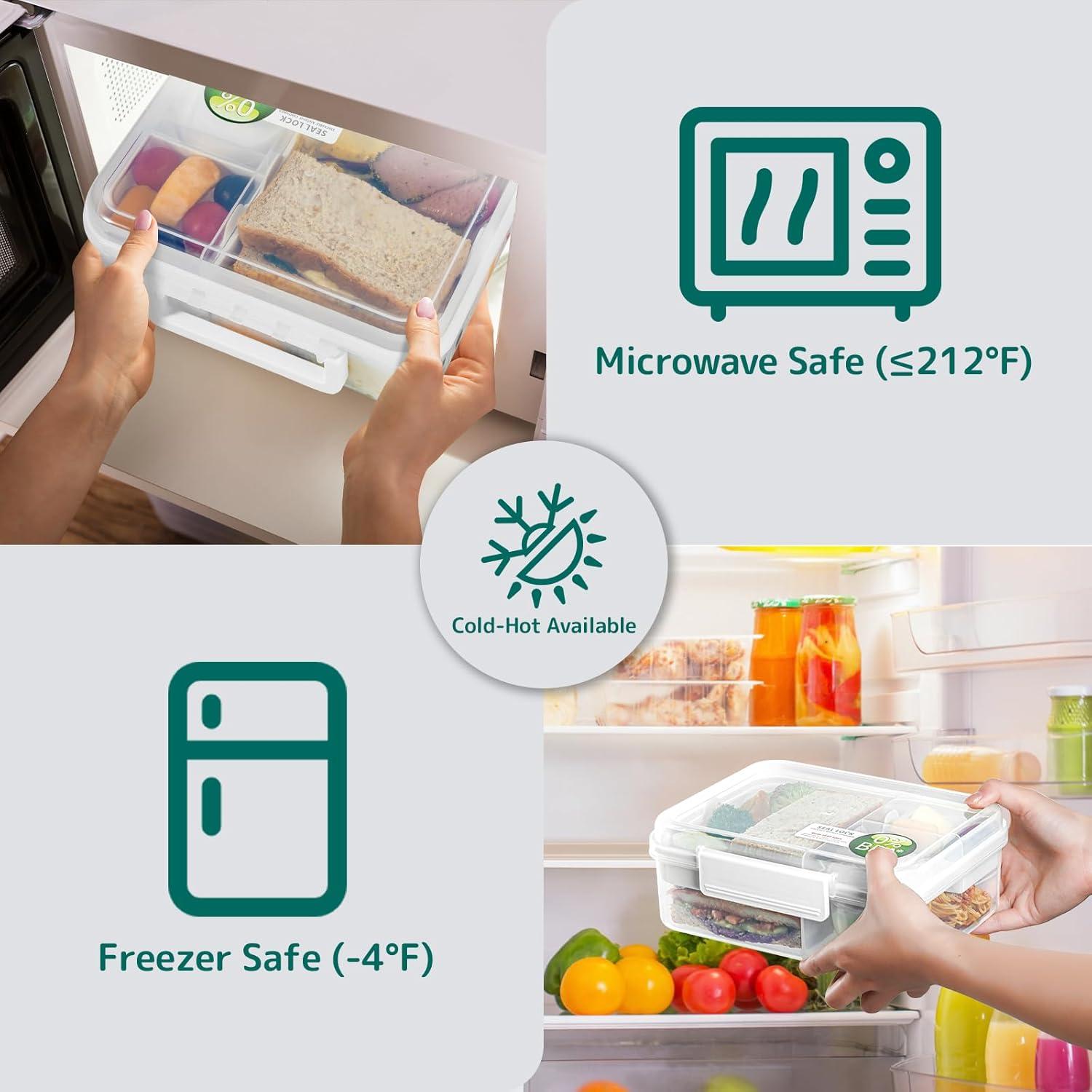 Contenedor de Almuerzo Bento ANDMOON 1.65L Blanco con 2 Bandejas