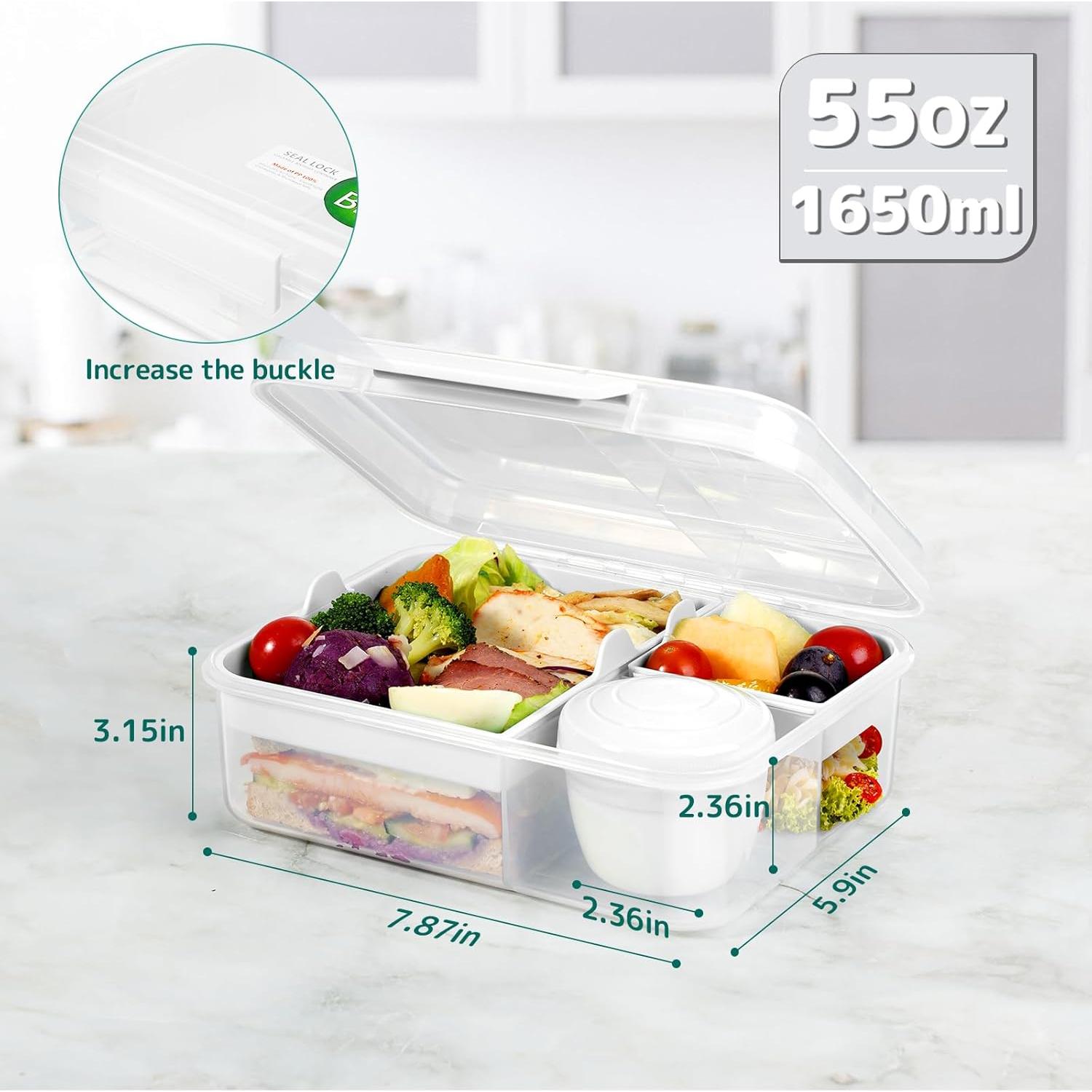 Contenedor de Almuerzo Bento ANDMOON 1.65L Blanco con 2 Bandejas
