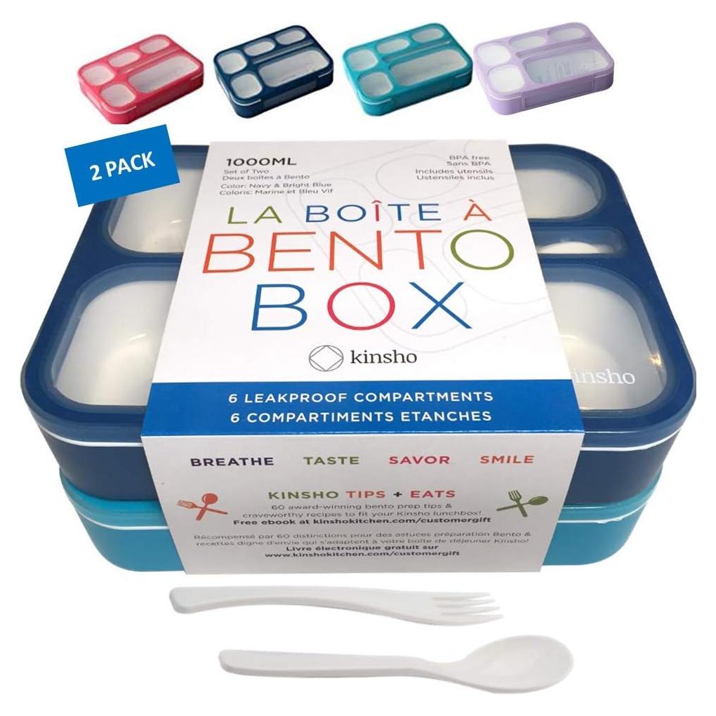 Caja Bento Kinsho Grande 6 Compartimentos Azul Marino